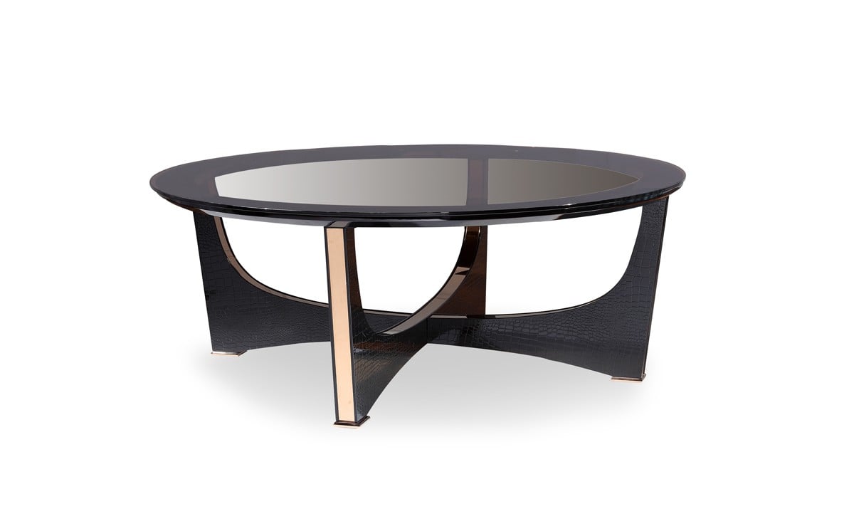 LA Furniture Talin Modern Black Crocodile & Rosegold Coffee Table VGUNCK813-120 Contemporary Style by Vig Furnitrue Number 72368 Catch Home Goods