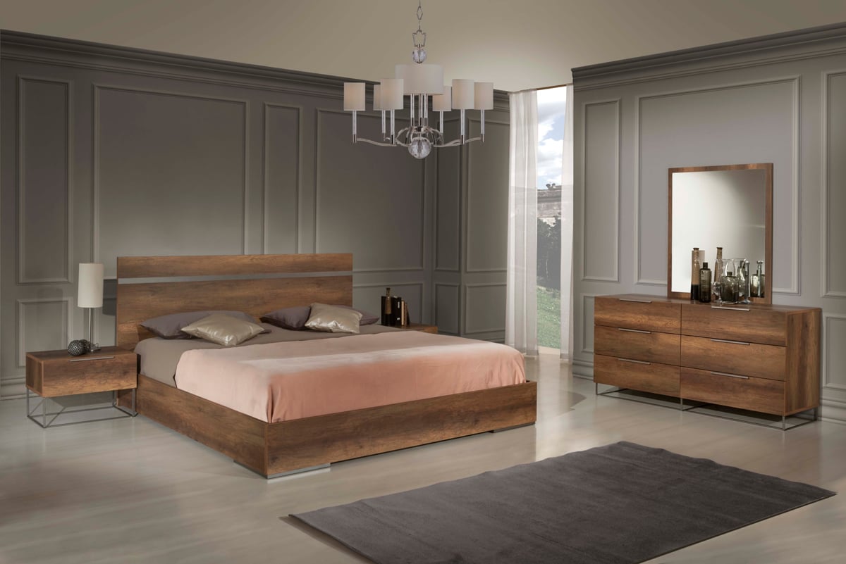 LA Furniture Queen Lorenzo Italian Modern Walnut Bedroom Set VGACLORENZO-SET-Q Contemporary Style by Vig Furnitrue Number 74480 Catch Home Goods