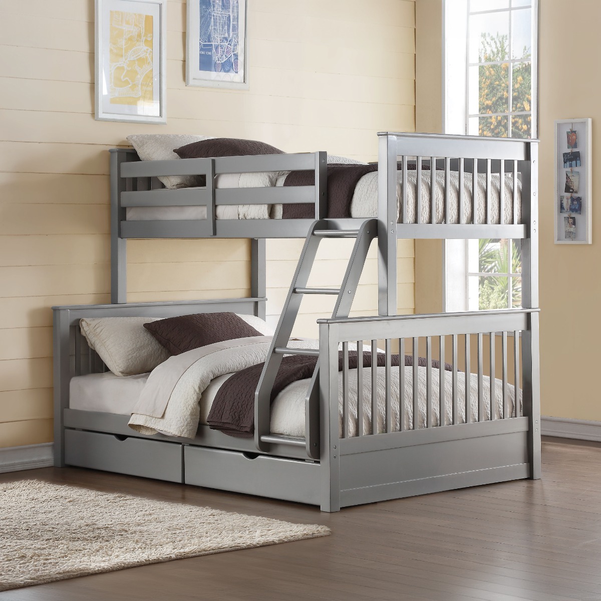 Acme Haley II Twin/Full Bunk Bed with Storage Model 37755
