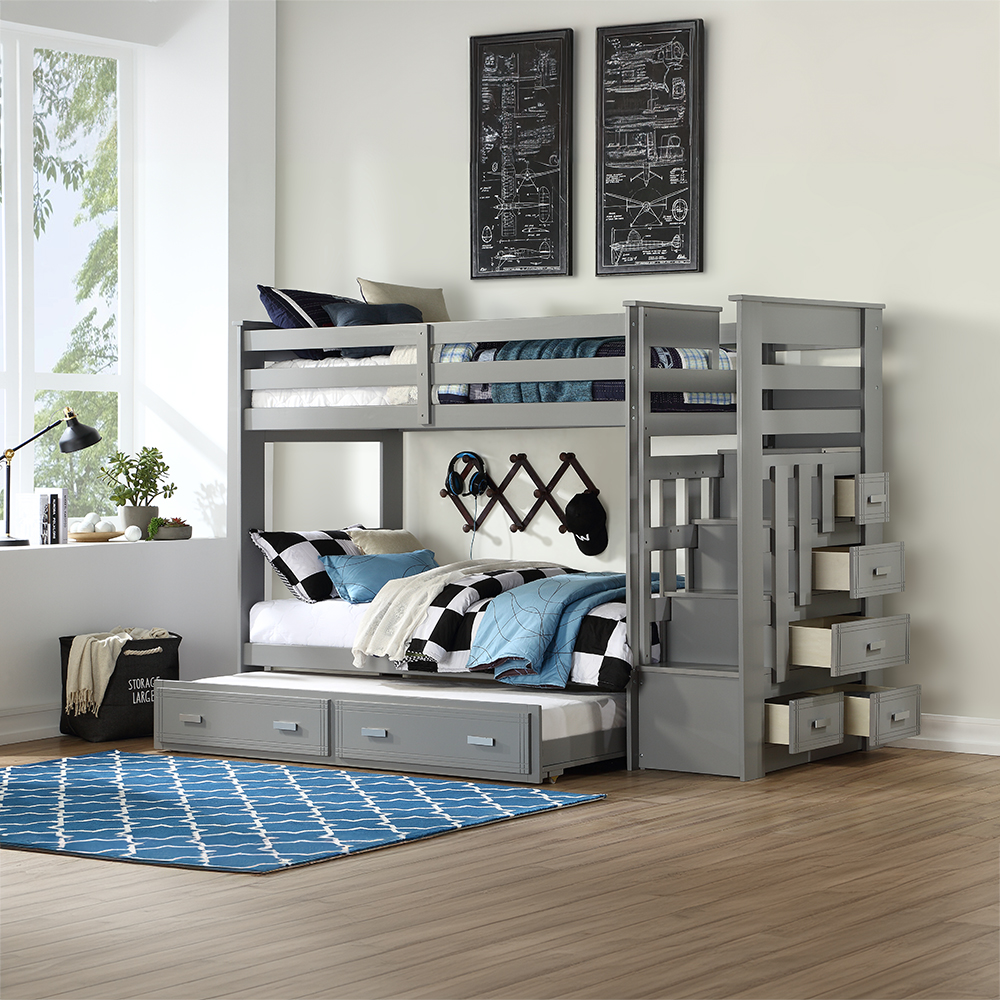 Acme Allentown Twin/Twin Bunk Bed with Trundle & Storage Model 37870
