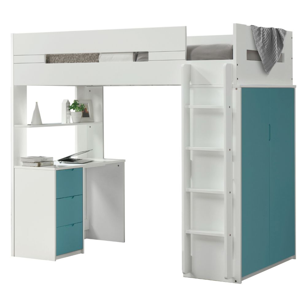 Acme Nerice Twin Loft Bed with Desk & Wardrobe Model 38045