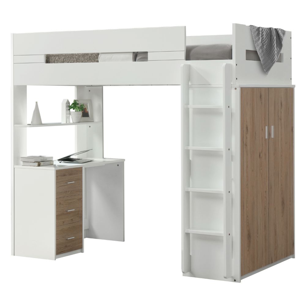 Acme Nerice Twin Loft Bed with Desk & Wardrobe Model 38055