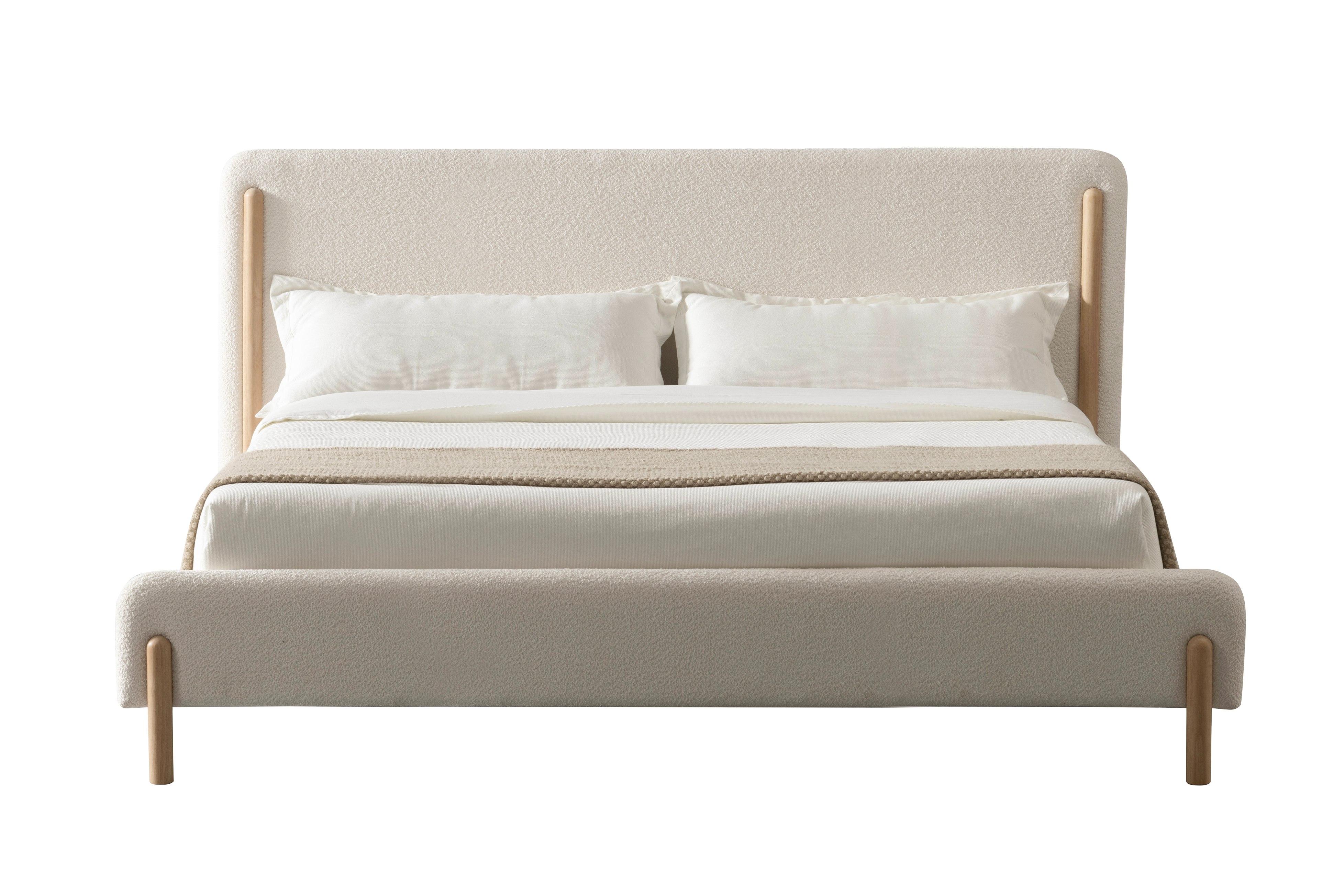 LA Furniture Queen Electra Modern Ivory Fabric + Rubberwood Bed VGHM-F4091-1-BED-Q Contemporary Style by Vig Furnitrue Number 81906 Catch Home Goods
