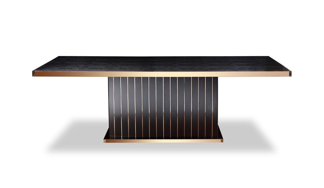LA Furniture Talin Modern Black Crocodile & Rosegold Dining Table VGUNCC842-240 Contemporary Style by Vig Furnitrue Number 72365 Catch Home Goods