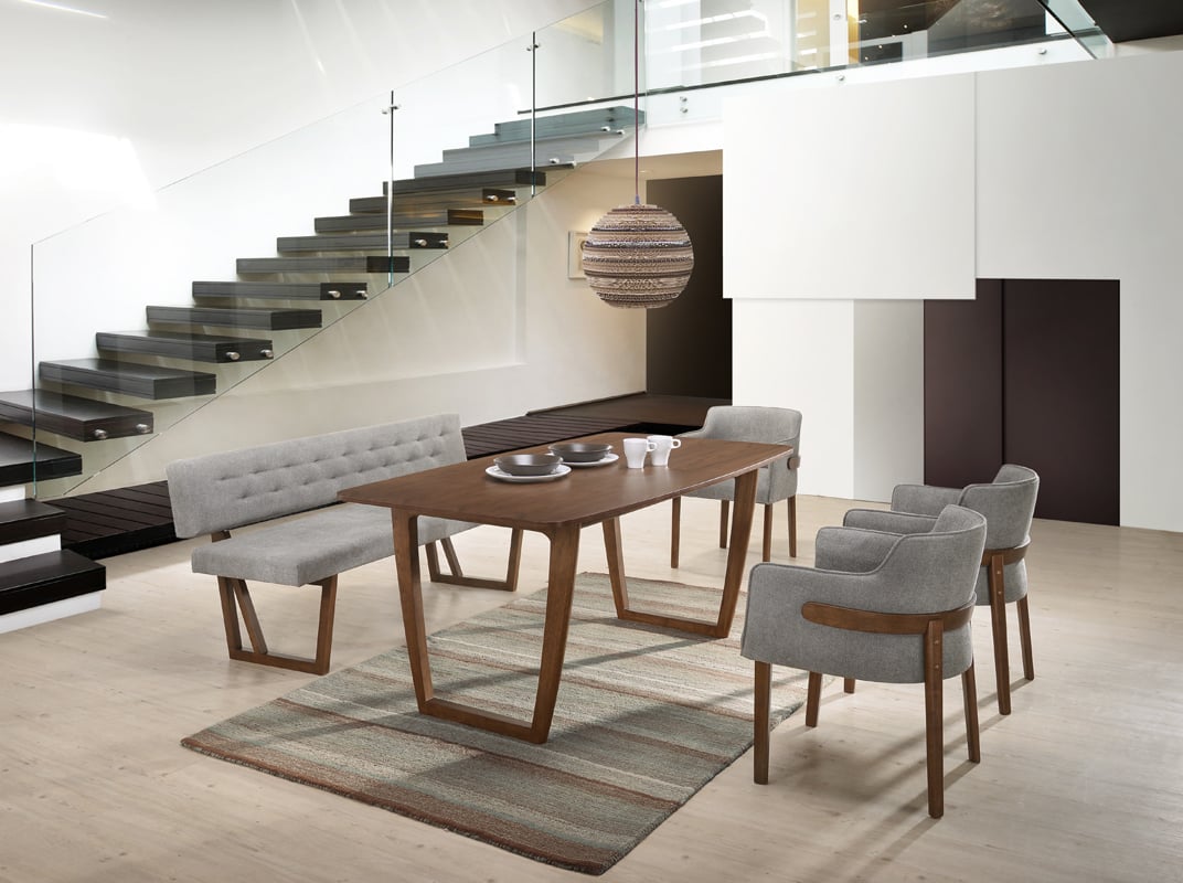 LA Furniture Jordan Modern Walnut & Grey Dining Set VGMAJORDAN-SET-1 Contemporary Style by Vig Furnitrue Number 74185 Catch Home Goods
