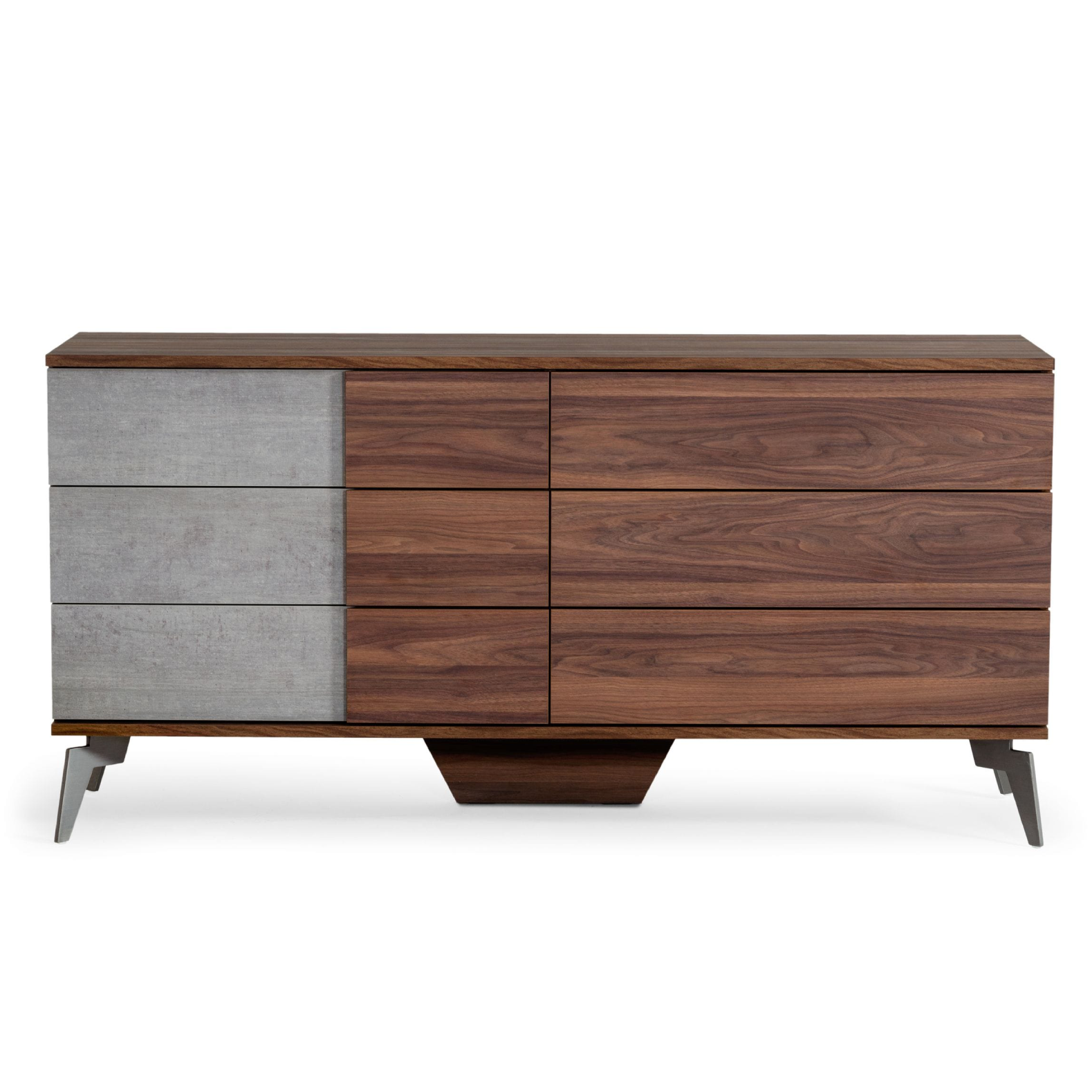 LA Furniture Palermo Modern Italian Faux Concrete & Walnut Dresser VGACPALERMO-WAL-DRS Contemporary Style by Vig Furnitrue Number 75553 Catch Home Goods