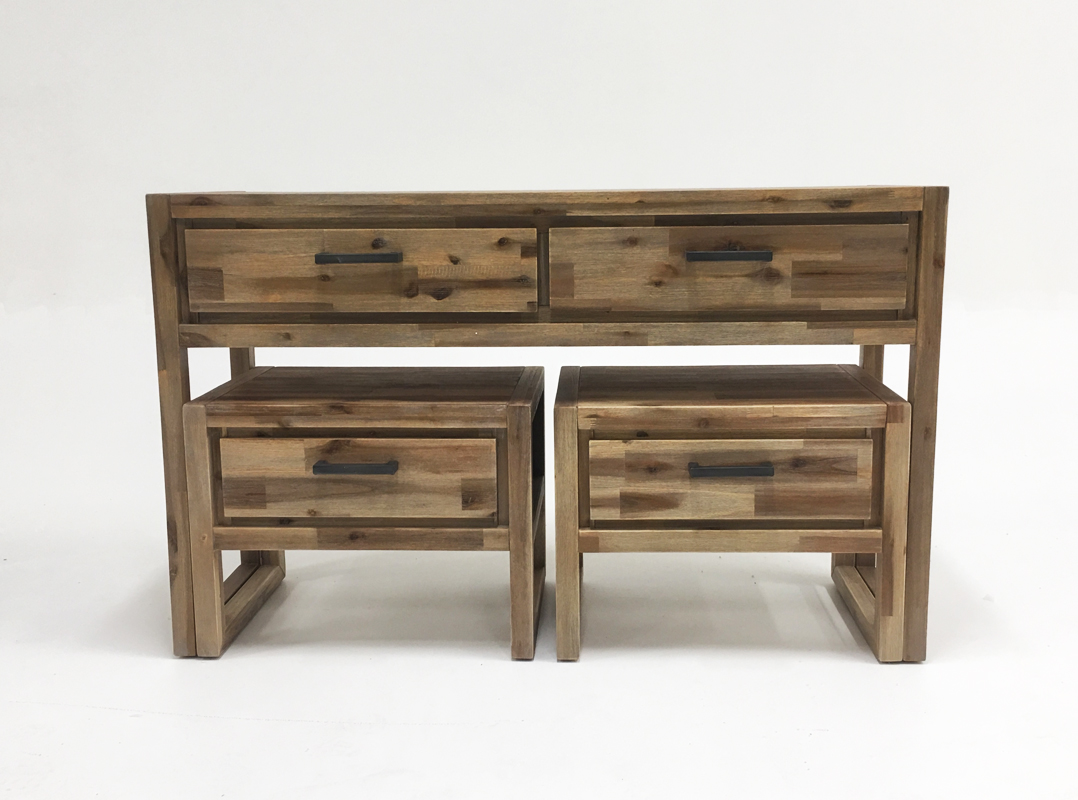 LA Furniture Mandy Modern Nutmeg Acacia Console & End Table Set VGWHMANDY-NUT Contemporary Style by Vig Furnitrue Number 75589 Catch Home Goods