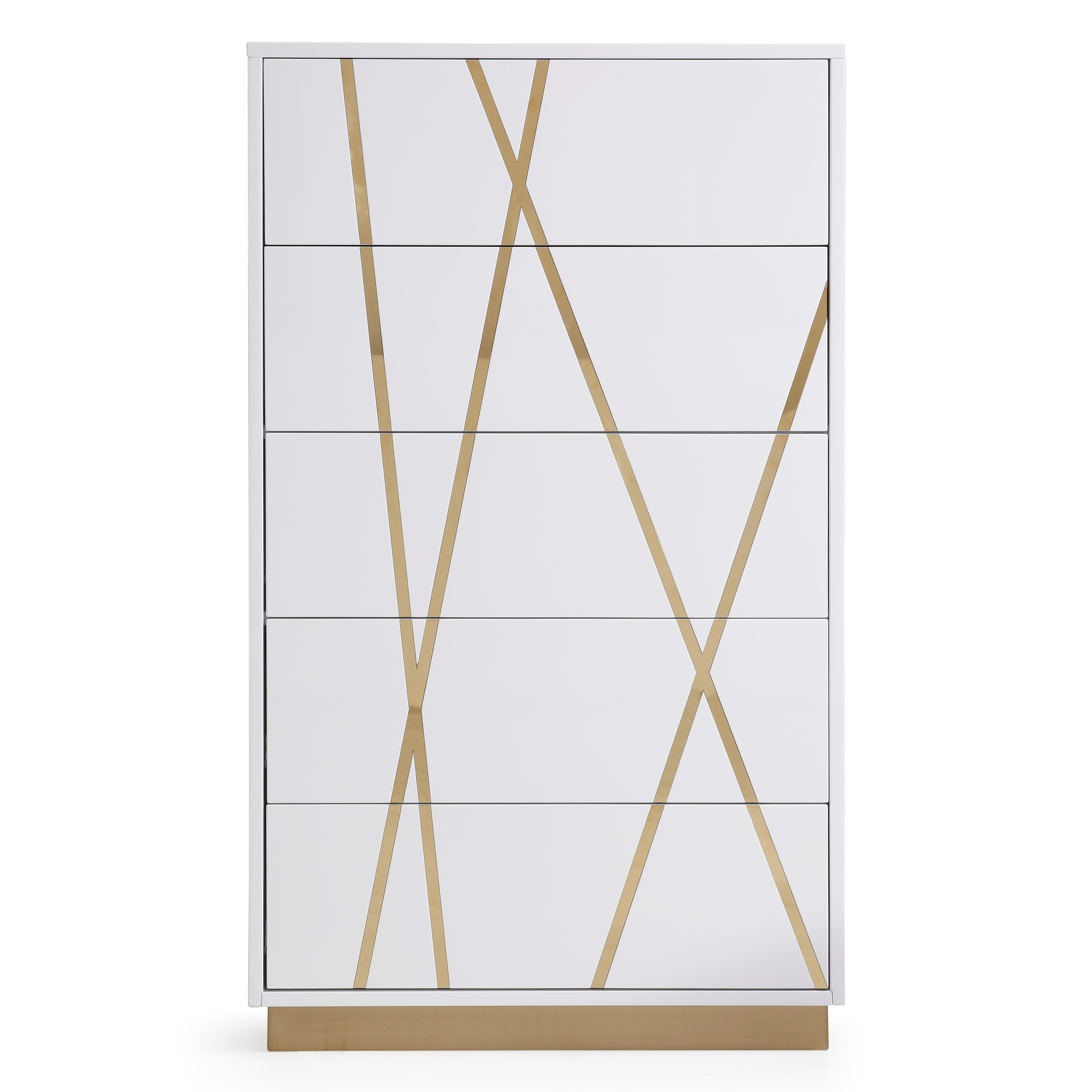 LA Furniture Nixa Modern White & Gold Chest VGVCJ1909-5H-WHT Contemporary Style by Vig Furnitrue Number 75648 Catch Home Goods