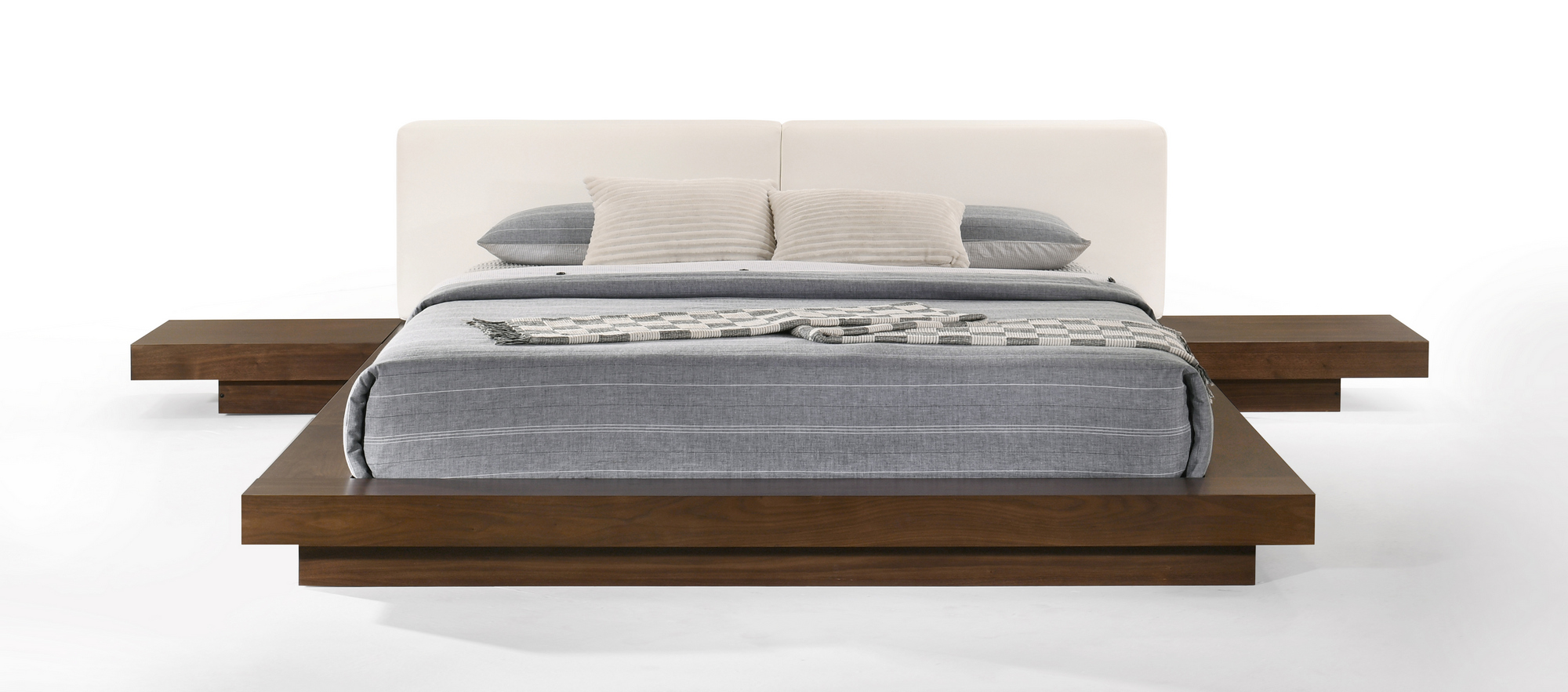 LA Furniture Tokyo Eastern King Contemporary Walnut and White Platform Bed VGMABR-90-WAL-WHT-EK Contemporary Style by Vig Furnitrue Number 76813A Catch Home Goods