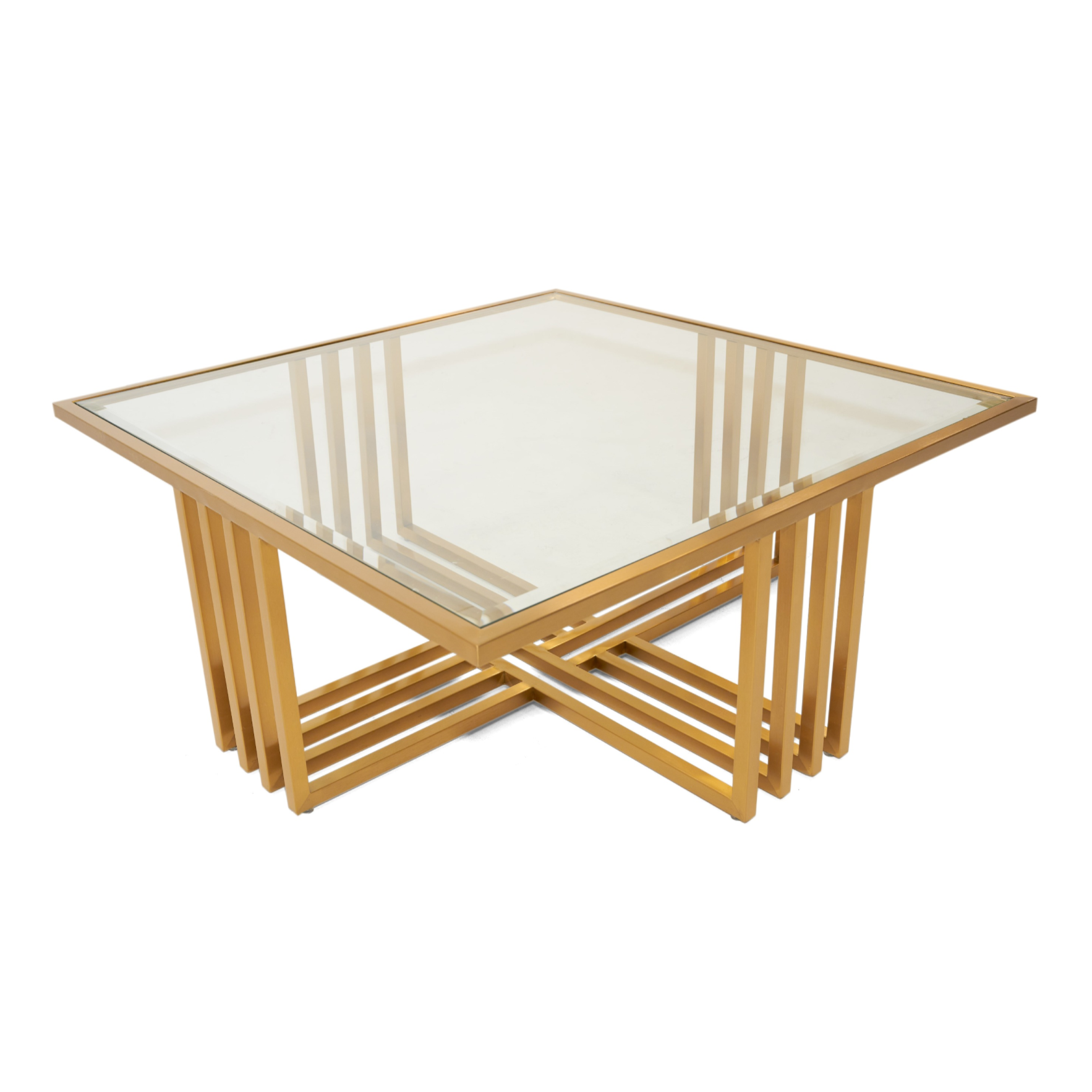 LA Furniture Kodiak Glam Clear Glass and Gold Glass Coffee Table VGODLZ-210RC Contemporary Style by Vig Furnitrue Number 76915 Catch Home Goods