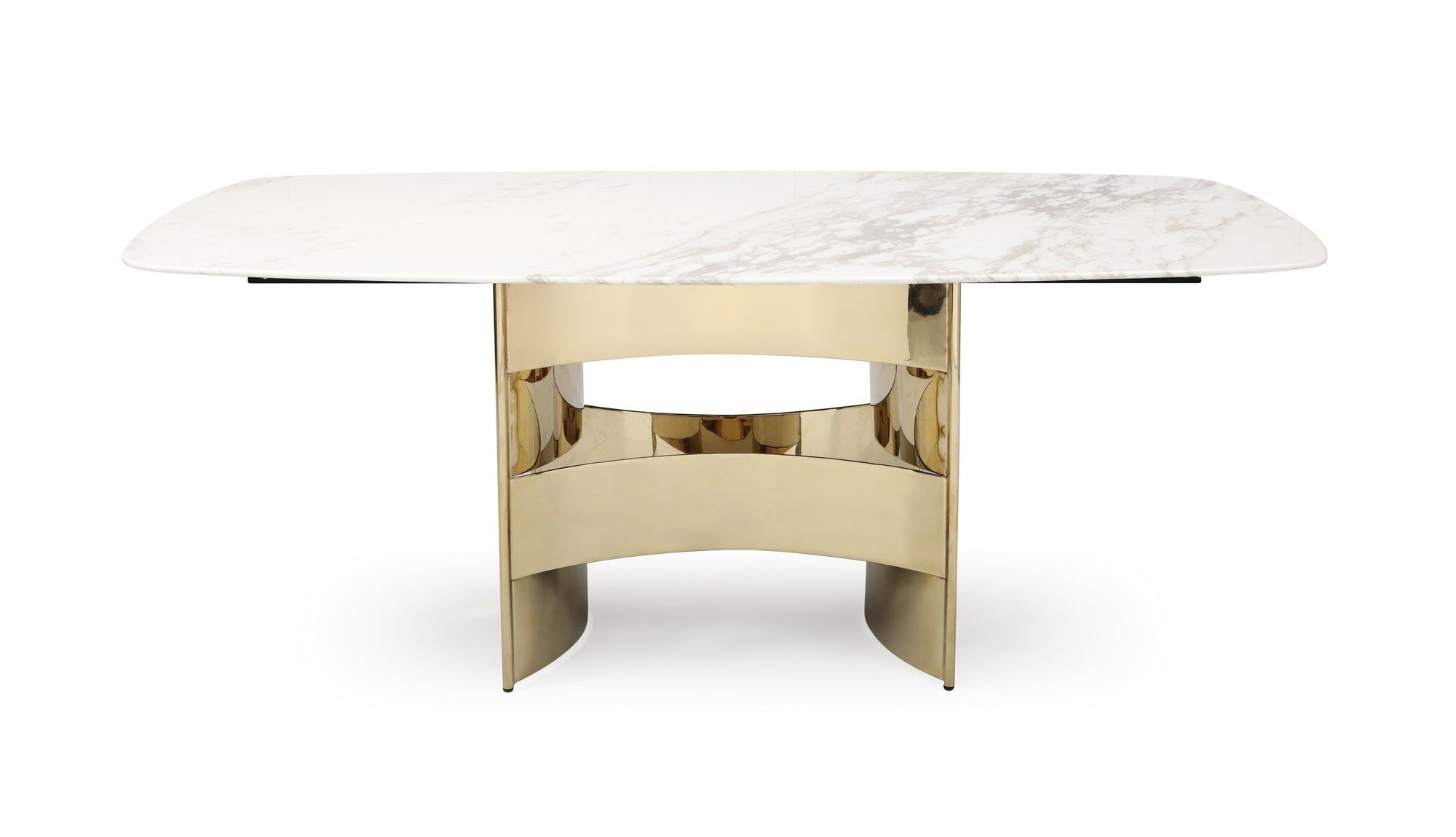 LA Furniture Marmot White Marble and Champagne Gold Dining Table VGVCT005-22-WHT Contemporary Style by Vig Furnitrue Number 77355 Catch Home Goods