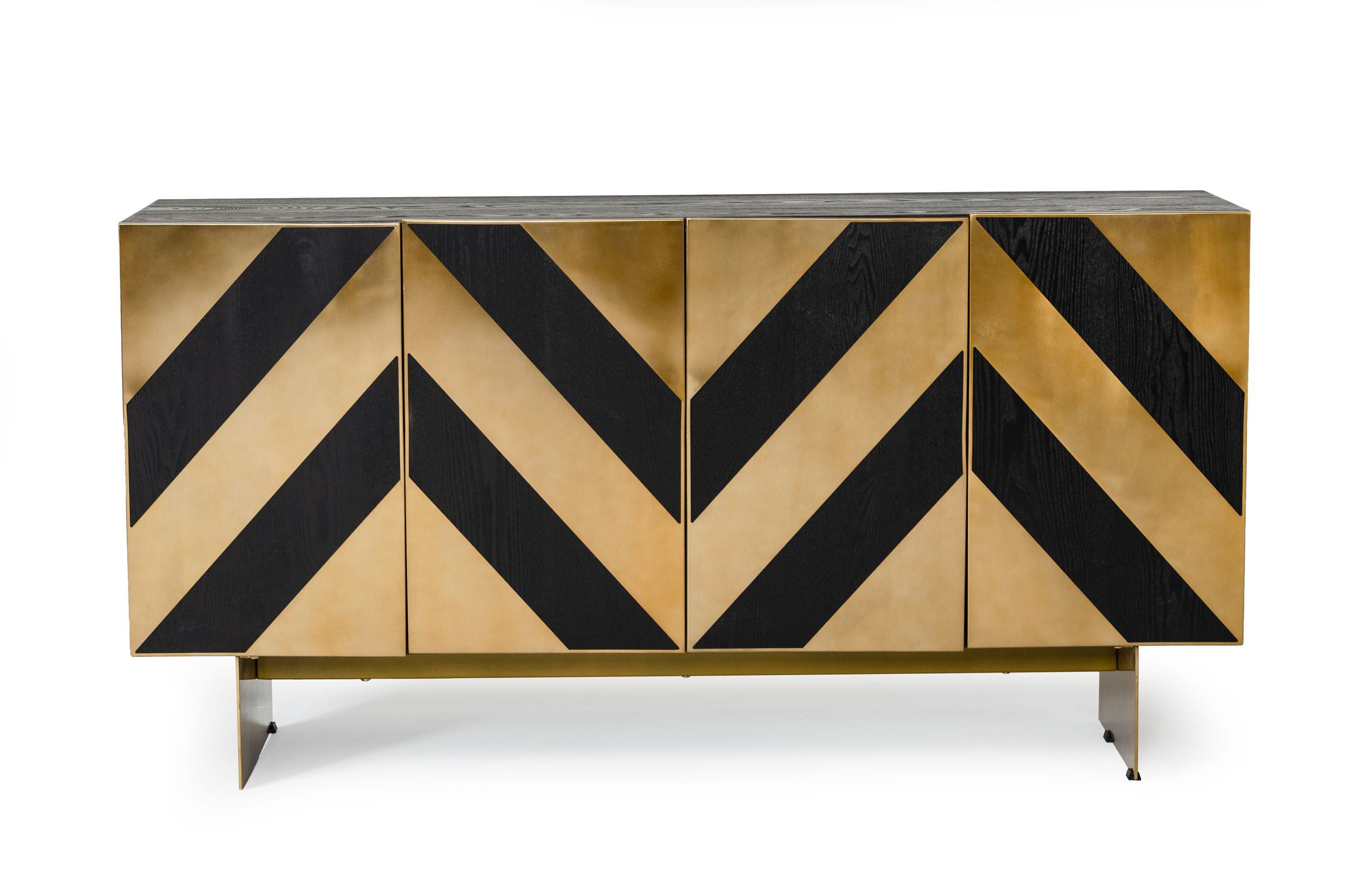 LA Furniture Perret Glam Black Ash & Brushed Brass Modern Buffet VGGMW-1330A-BUFF Contemporary Style by Vig Furnitrue Number 77378 Catch Home Goods