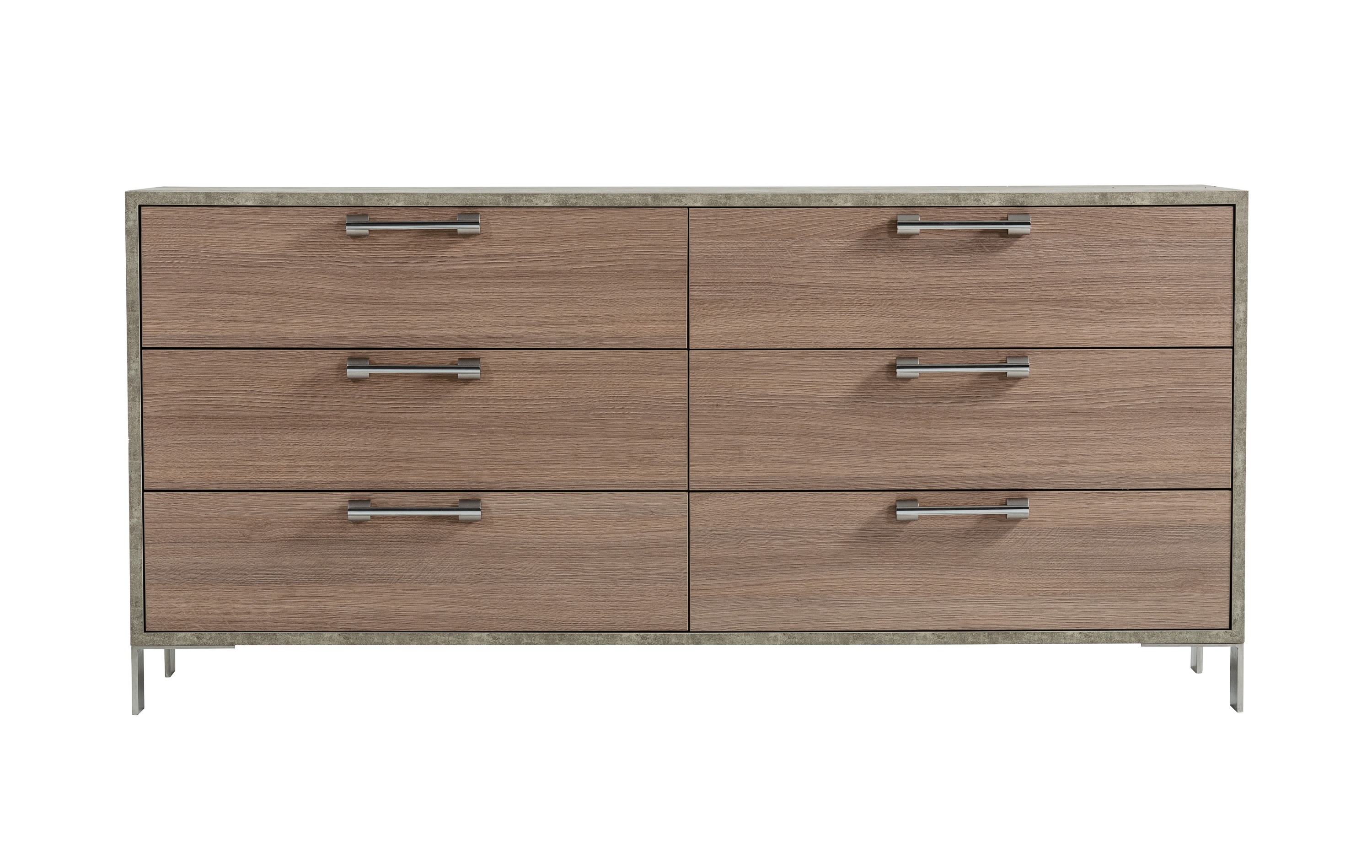 LA Furniture Boston Modern Brown Oak & Brushed Stainless Steel Dresser VGANBOSTON-DRS Contemporary Style by Vig Furnitrue Number 77849 Catch Home Goods