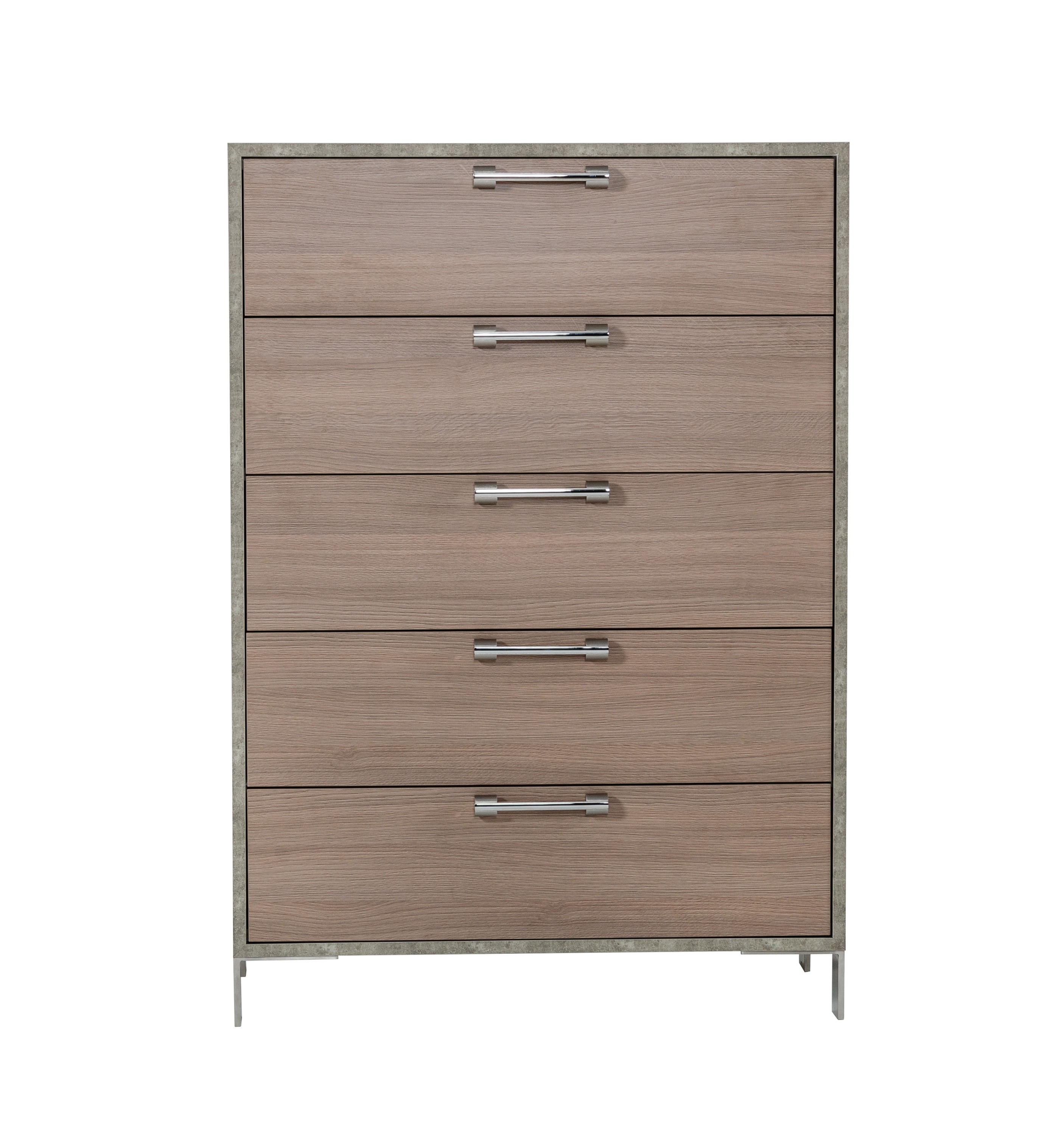LA Furniture Boston Modern Brown Oak & Brushed Stainless Steel Chest VGANBOSTON-CHEST Contemporary Style by Vig Furnitrue Number 77850 Catch Home Goods