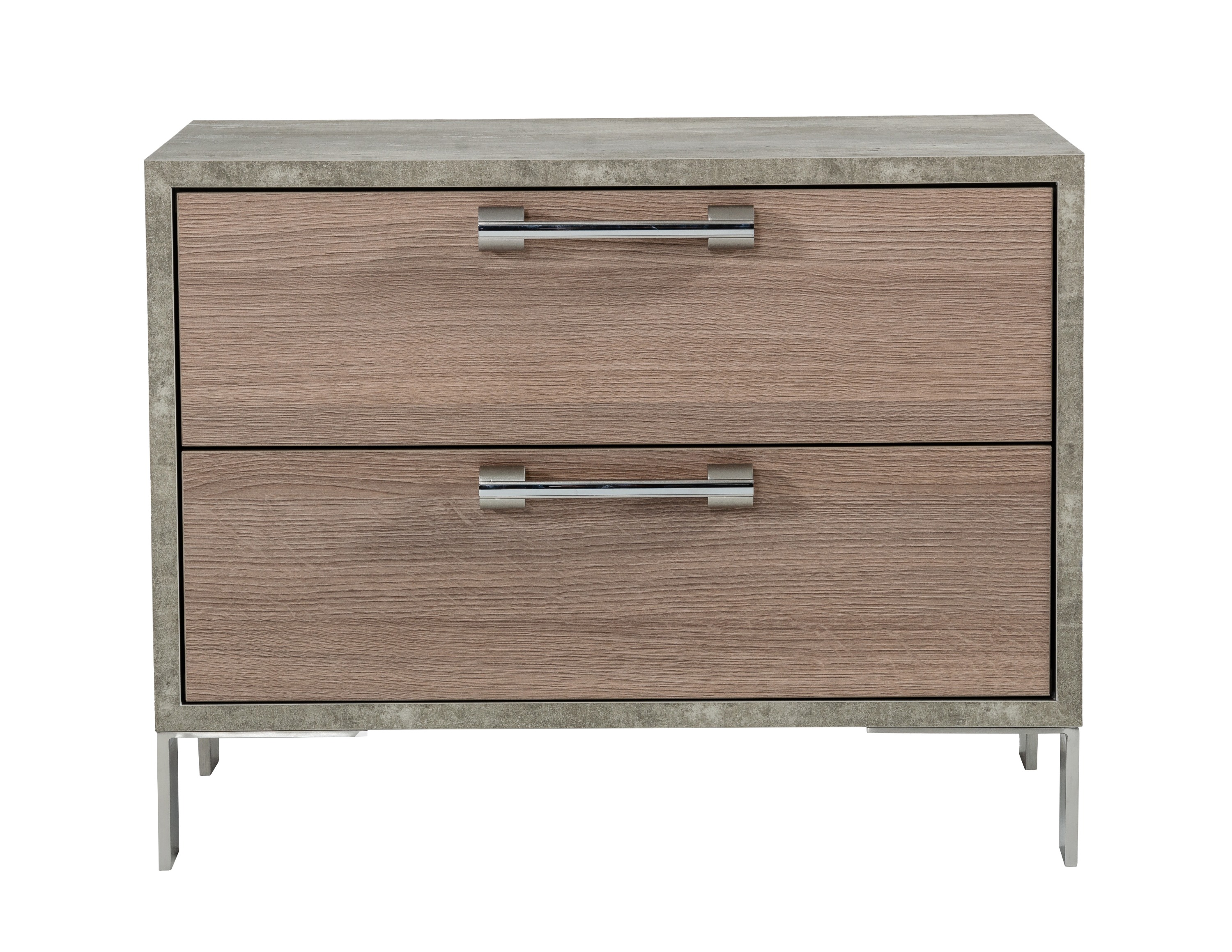 LA Furniture Boston Modern Brown Oak & Brushed Stainless Steel Nightstand VGANBOSTON-NS Contemporary Style by Vig Furnitrue Number 77851 Catch Home Goods