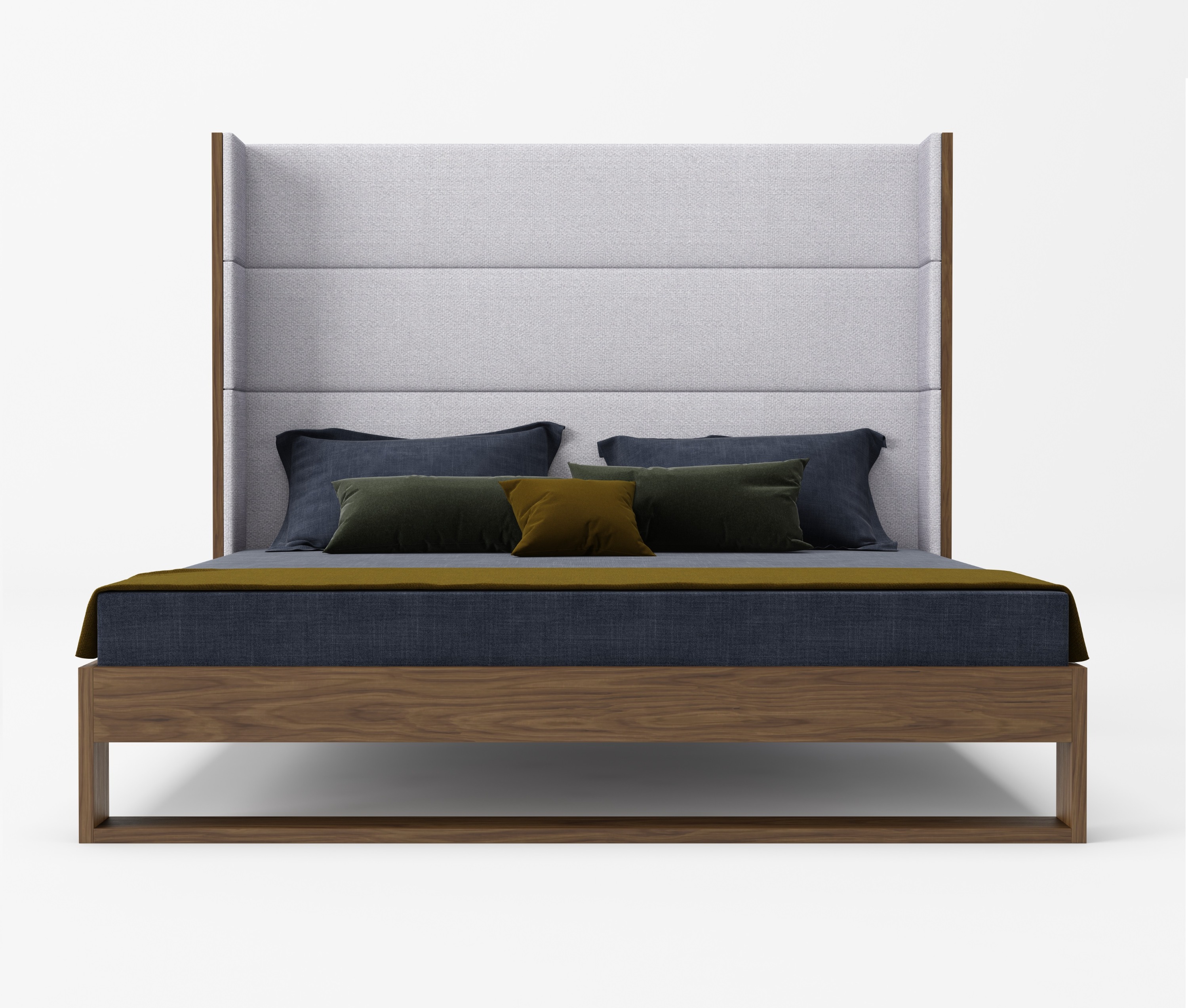 LA Furniture Queen Helenora Contemporary Grey Fabric & Walnut Trim Bed VGVC-BD1502-WAL-Q Contemporary Style by Vig Furnitrue Number 82778 Catch Home Goods