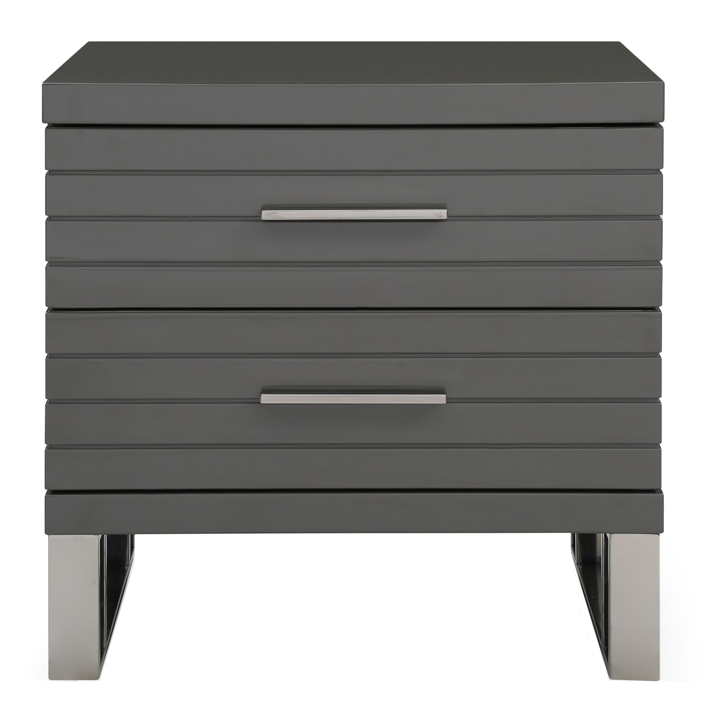 LA Furniture Splendor Grey High Gloss Slatted Nightstand VGVCN20256-GRY-NS Contemporary Style by Vig Furnitrue Number 78062 Catch Home Goods