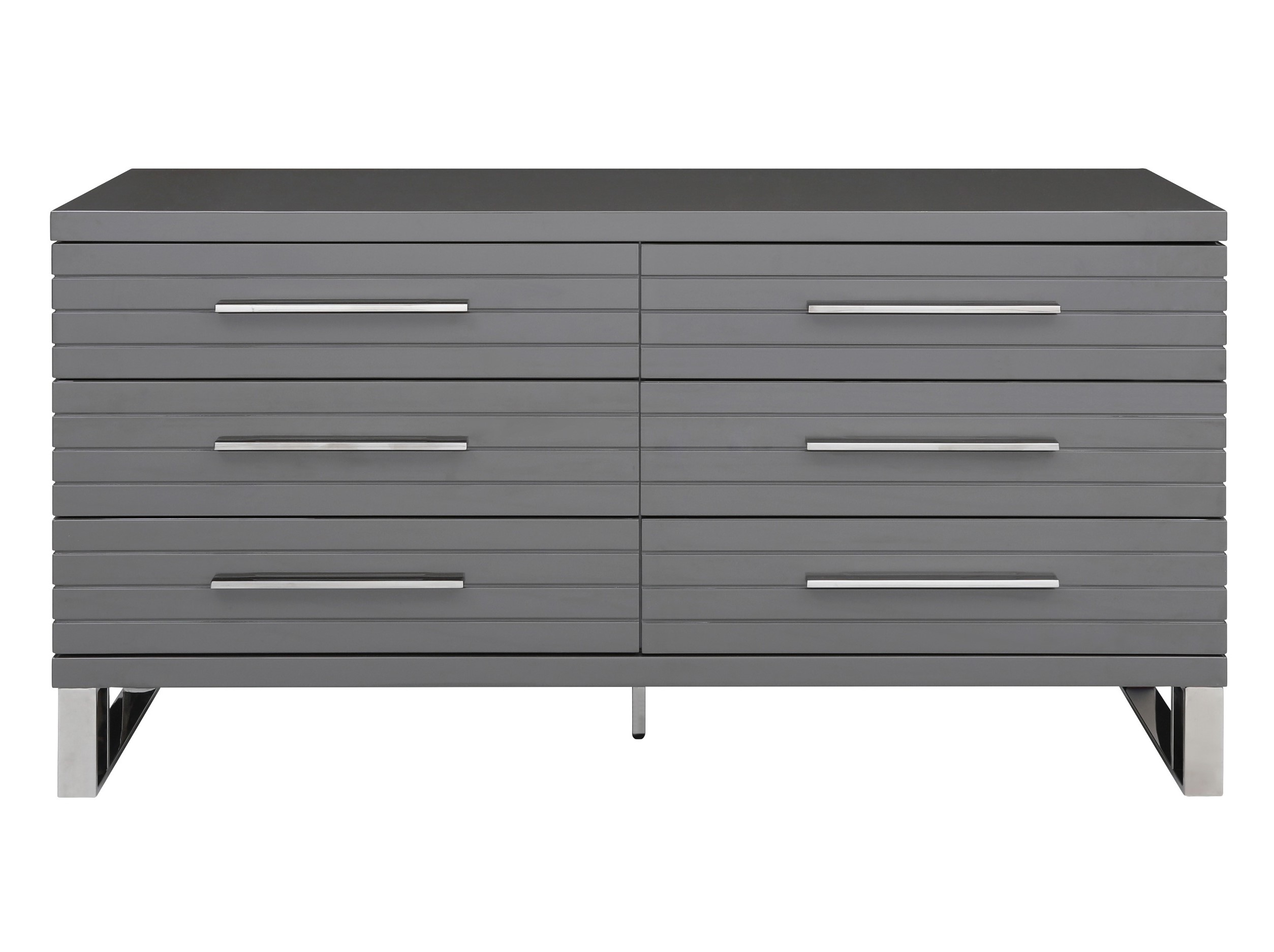 LA Furniture Splendor Grey High Gloss Slatted Dresser VGVCJ20256-D-GREY-DRS Contemporary Style by Vig Furnitrue Number 78064 Catch Home Goods