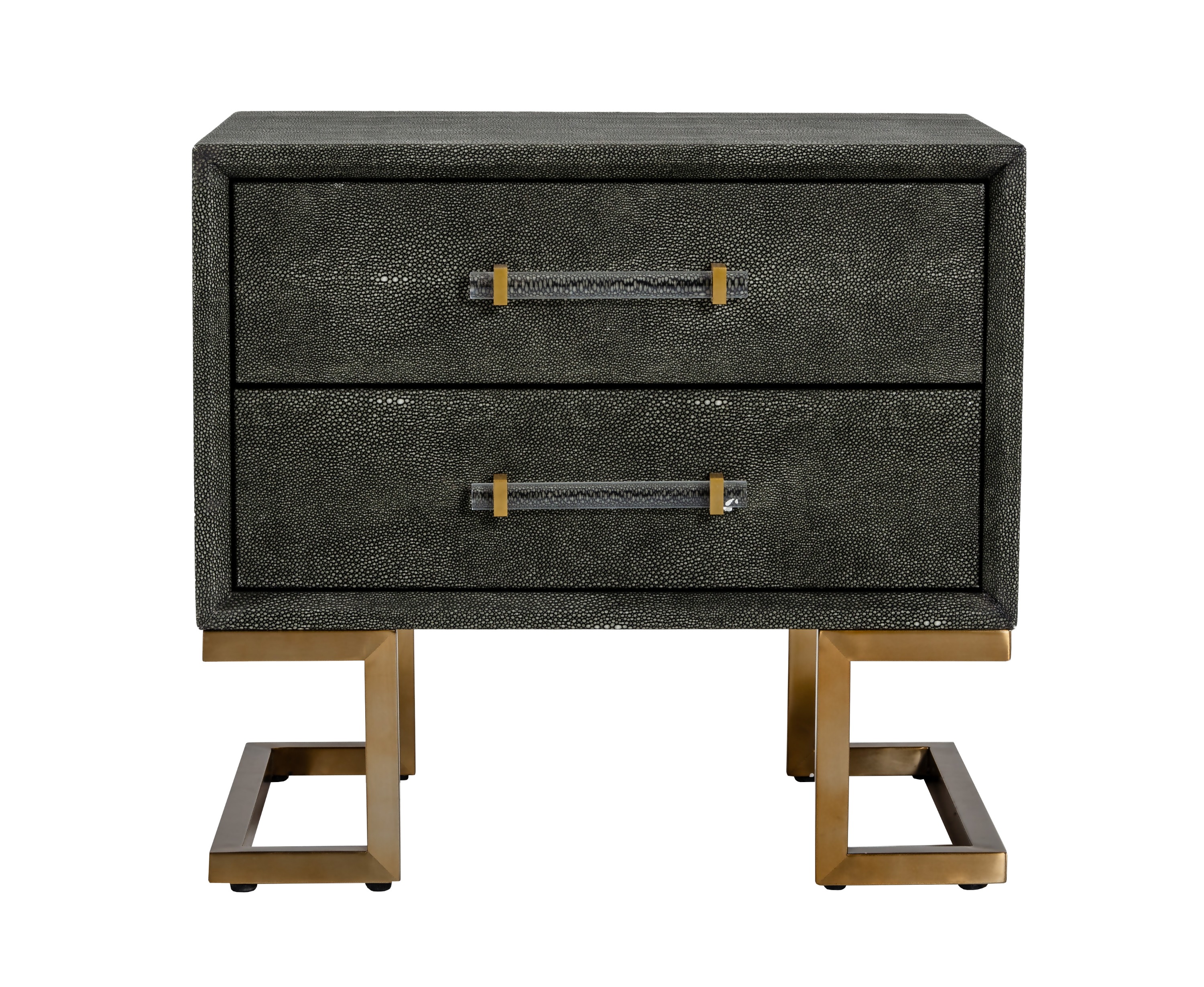 LA Furniture Howard Modern Shagreen Grey Leatherette & Gold Nightstand VGGMBEC-1528-GRY-NS Contemporary Style by Vig Furnitrue Number 78299 Catch Home Goods