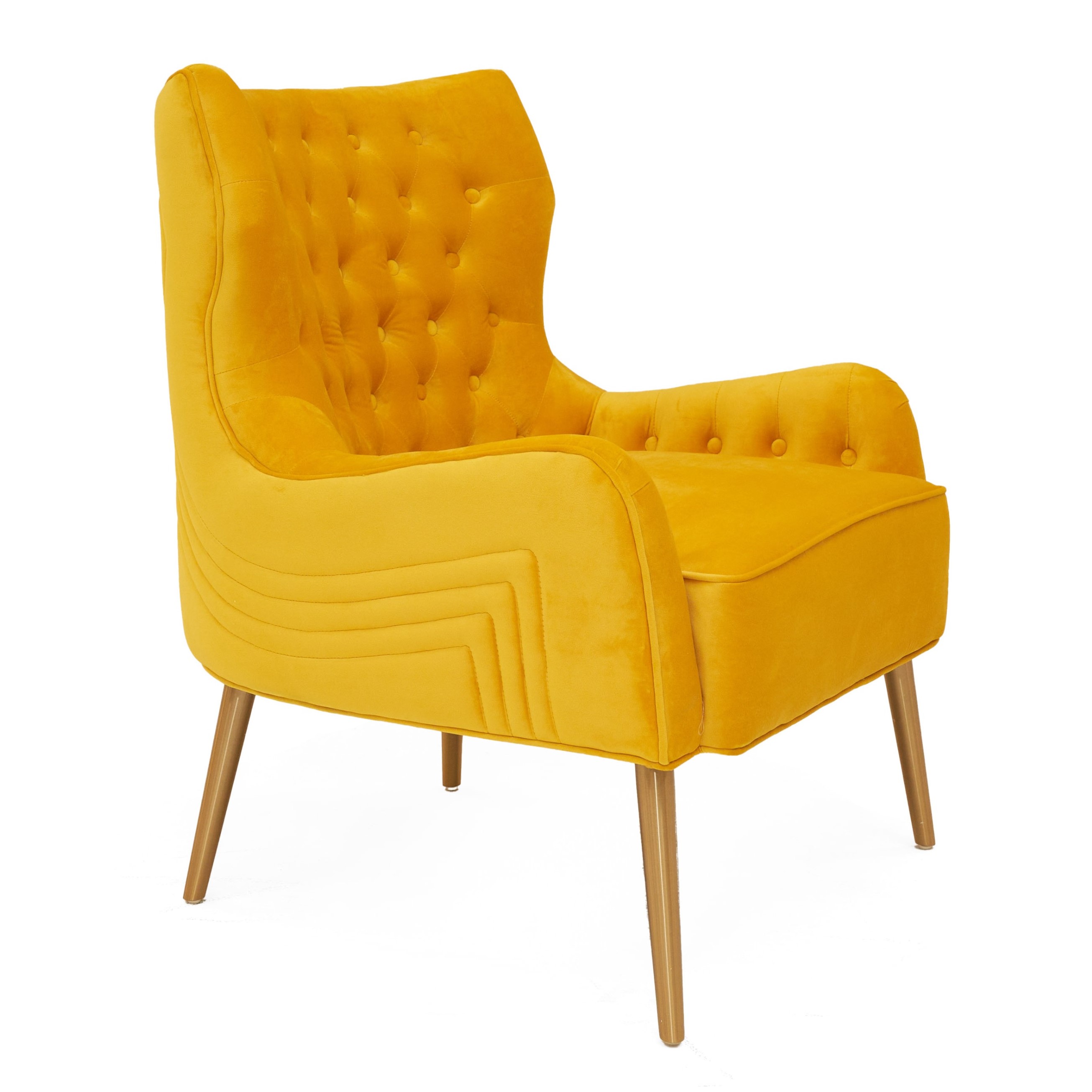 LA Furniture Everly Contemporary Velvet Yellow Accent Chair VGRHRHS-AC-741-CH Contemporary Style by Vig Furnitrue Number 78858 Catch Home Goods