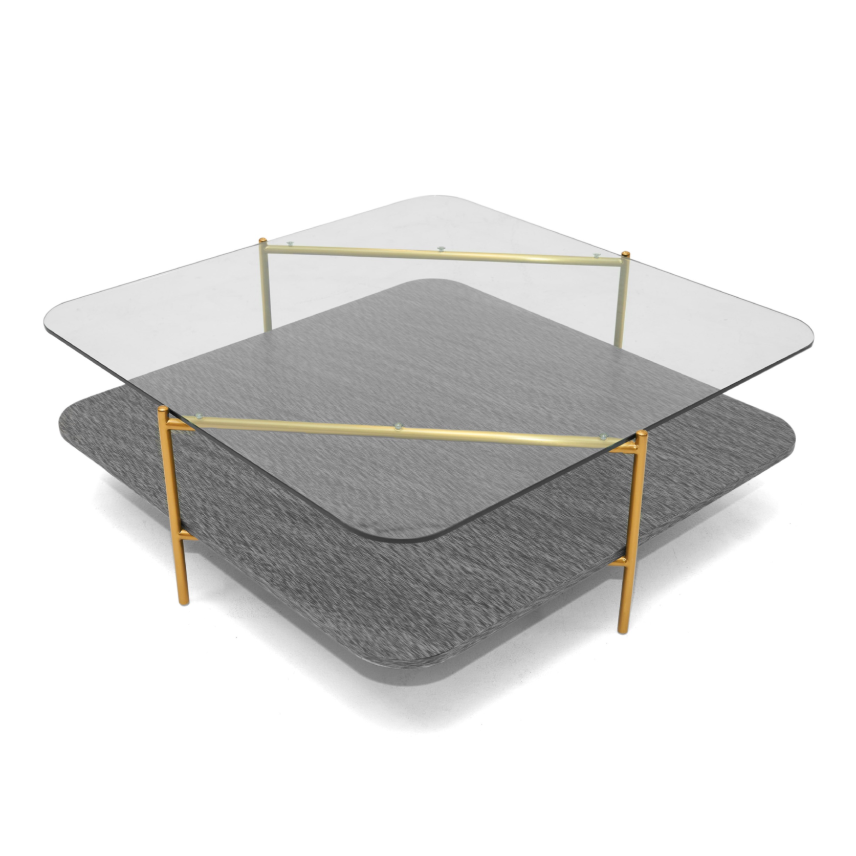 LA Furniture Cari Glam Gold + Glass Coffee Table VGODLZ-247RC-GOLD-CT Contemporary Style by Vig Furnitrue Number 79529 Catch Home Goods