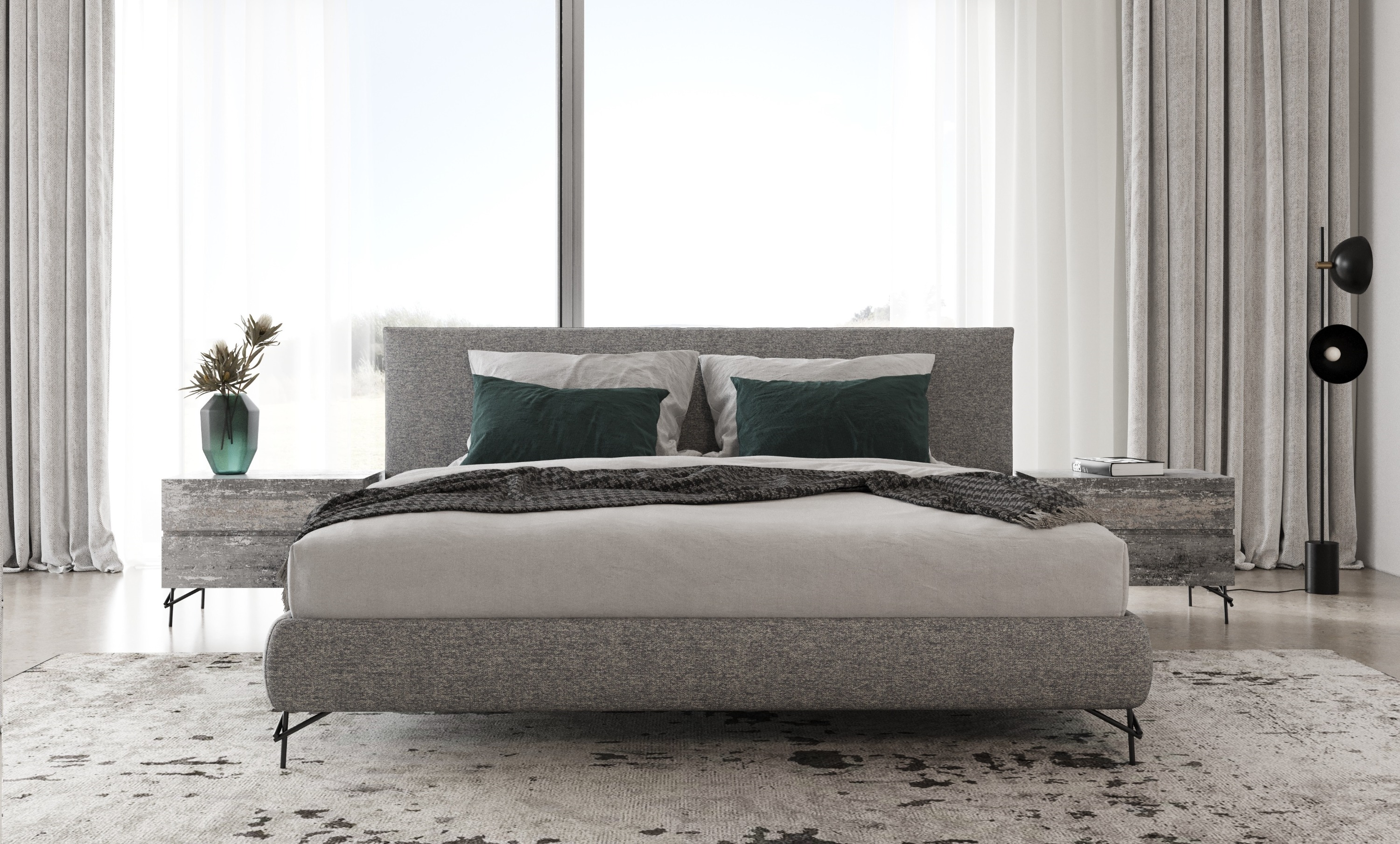 LA Furniture Aria Italian Modern Multi Grey Q Bed and Two Nightstands VGAC-ARIA-BED-BN-Q Contemporary Style by Vig Furnitrue Number 80427 Catch Home Goods