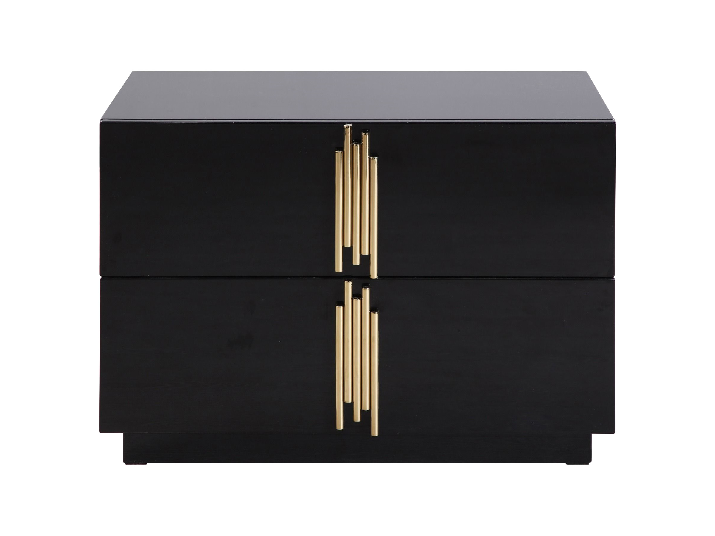 LA Furniture Token Modern Black + Gold Wide Nightstand VGVC-N815-L-BLK Contemporary Style by Vig Furnitrue Number 80577 Catch Home Goods
