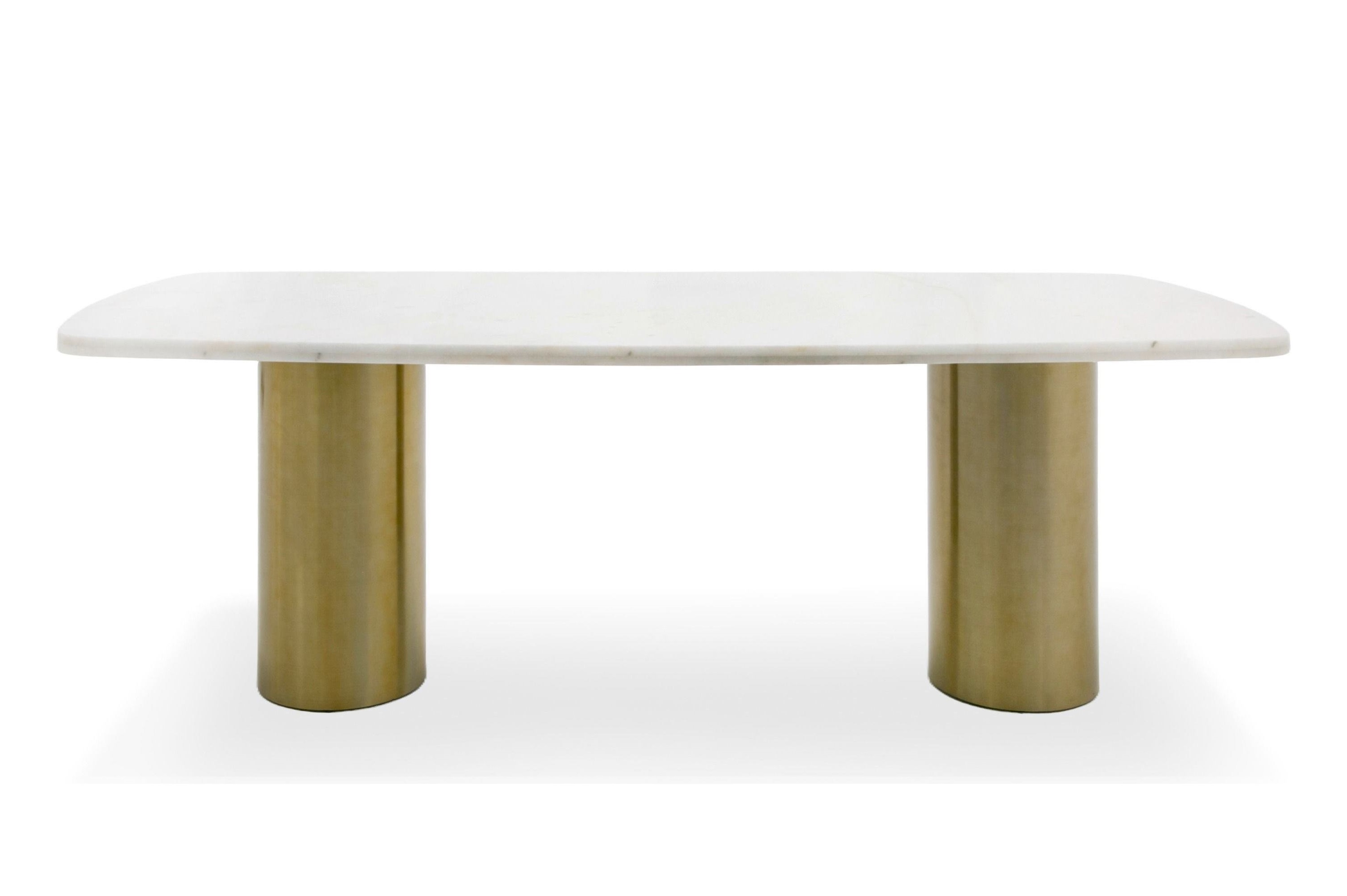 LA Furniture Rocky Glam White Marble & Brush Gold Large Dining Table VGGMM-DT-1360C Contemporary Style by Vig Furnitrue Number 81005 Catch Home Goods