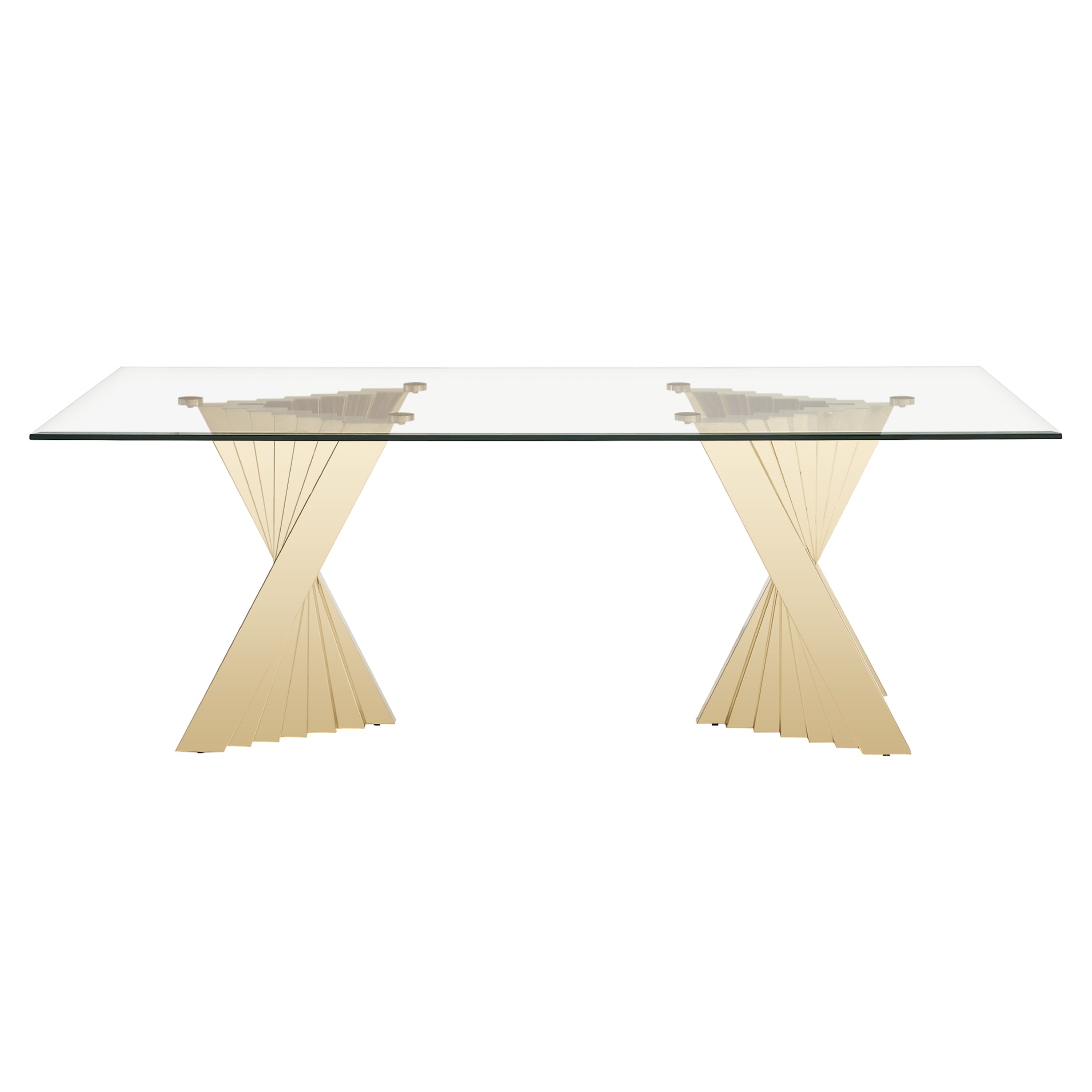 LA Furniture Buquet Glam Glass + Champagne Gold Rectangular Dining Table VGZA-T124-GLD Contemporary Style by Vig Furnitrue Number 81072 Catch Home Goods