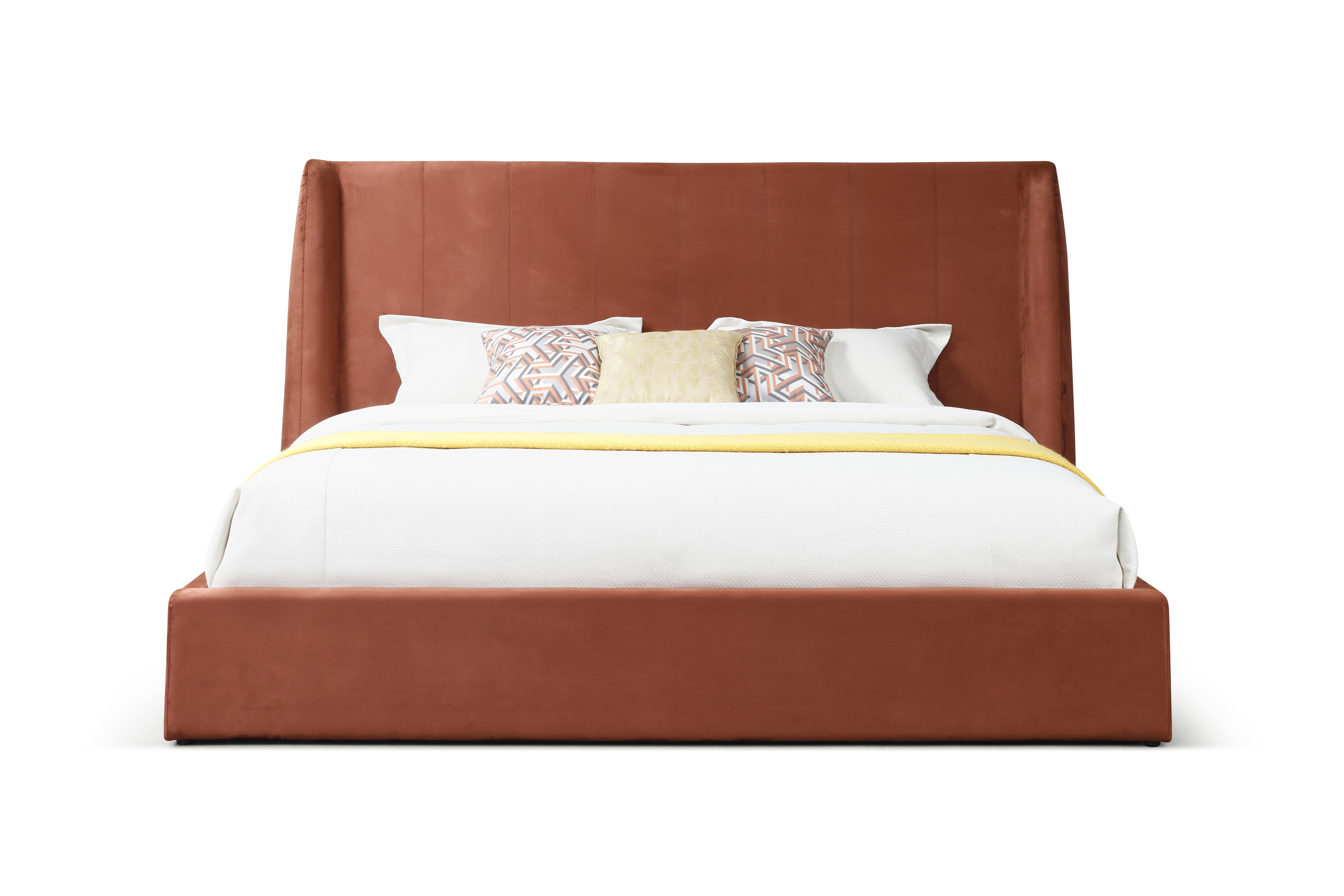 LA Furniture Queen Roma Modern Burnt Orange Microfiber Upholstered Bed VGVCBD2305-BORG-Q Contemporary Style by Vig Furnitrue Number 81429 Catch Home Goods