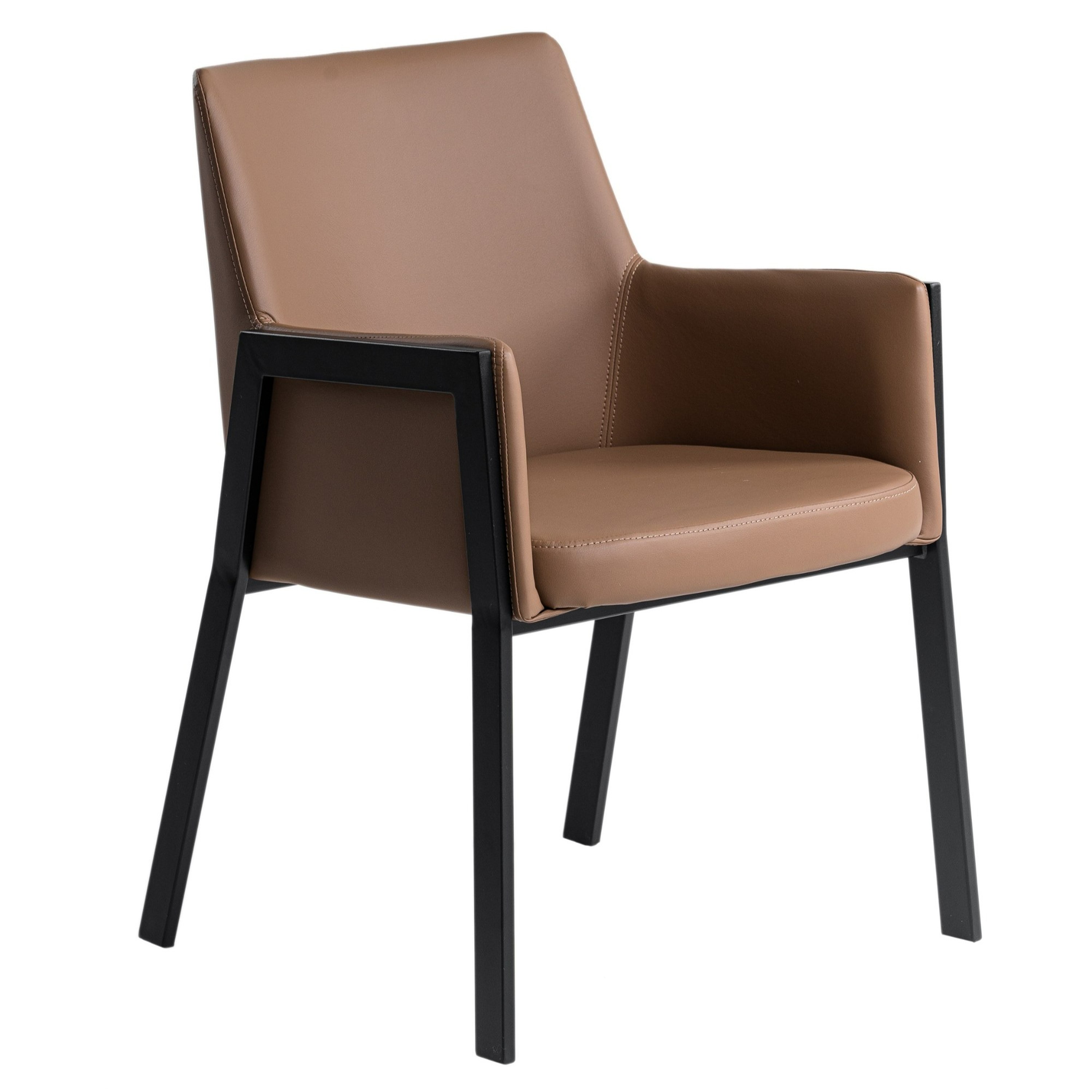 LA Furniture Leshay Modern Dark Camel Vegan Leather + Black Metal Dining Chair VGGAGA-6552CH-1-B19 Contemporary Style by Vig Furnitrue Number 81464 Catch Home Goods
