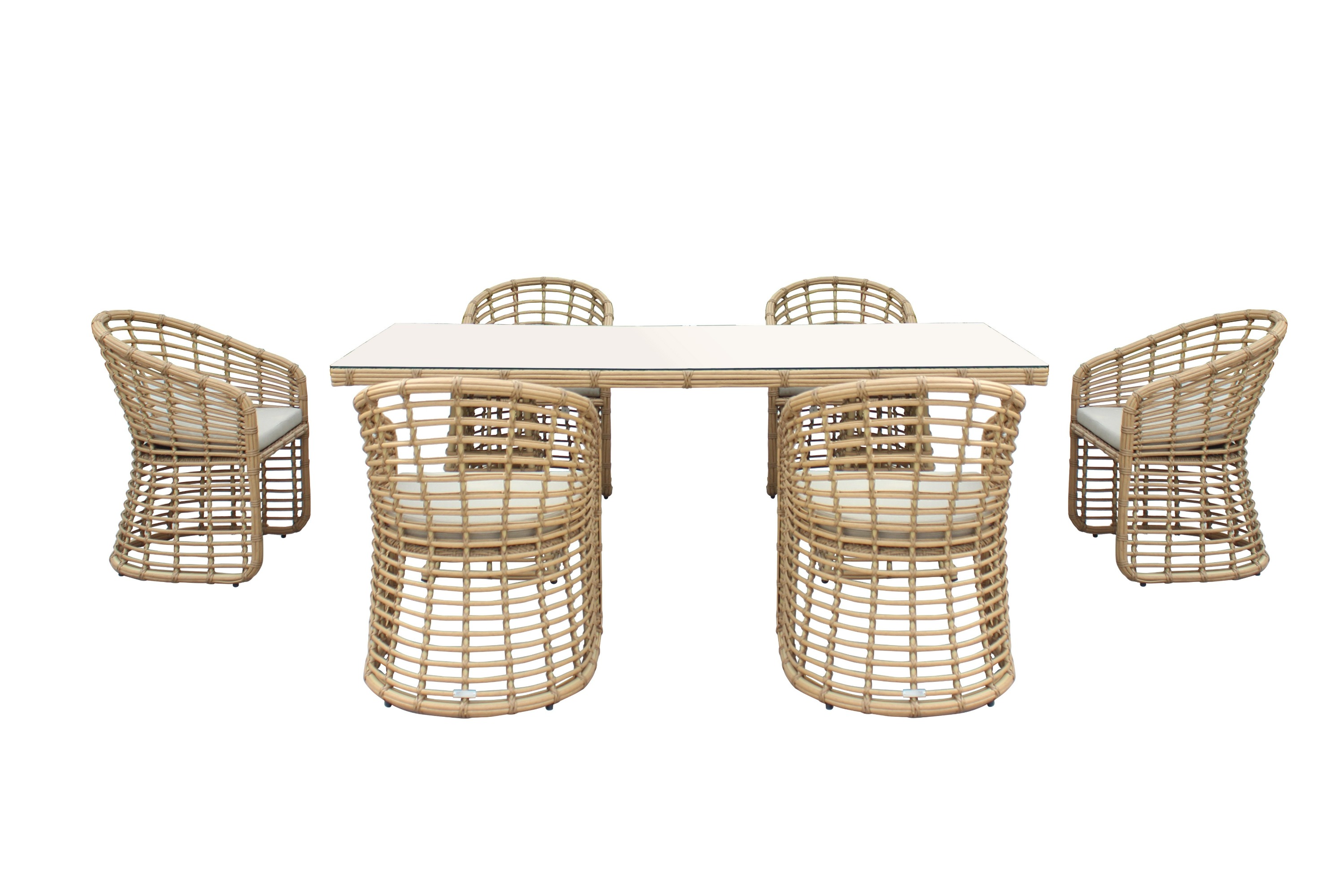 LA Furniture Mina Outdoor Bamboo Wicker Dining Set VGAT-RADS-261-SET Contemporary Style by Vig Furnitrue Number 81778 Catch Home Goods