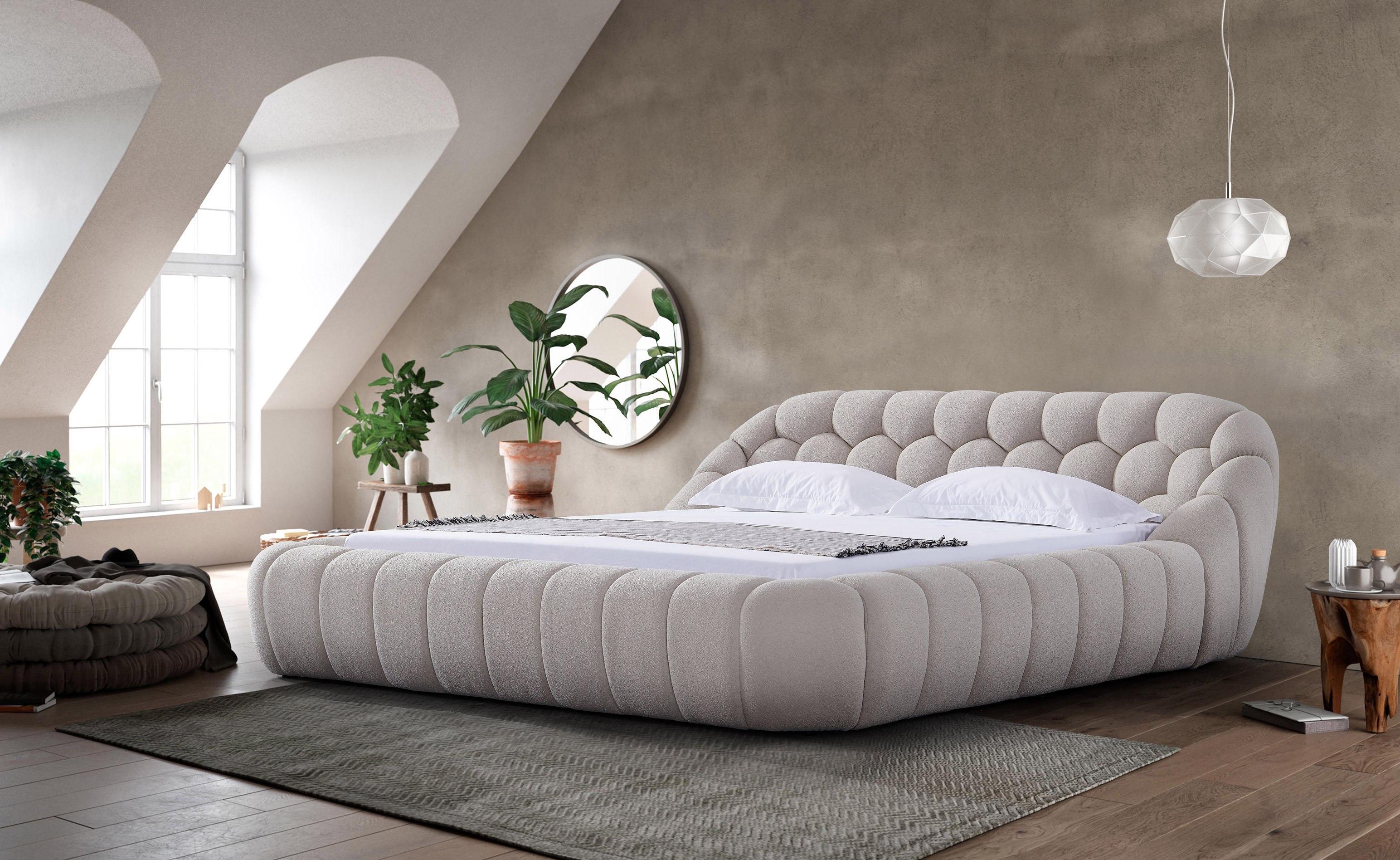 LA Furniture Queen Yolonda Modern Beige Fabric Bed VGEV-A127-BED-BGE-Q Contemporary Style by Vig Furnitrue Number 81781 Catch Home Goods