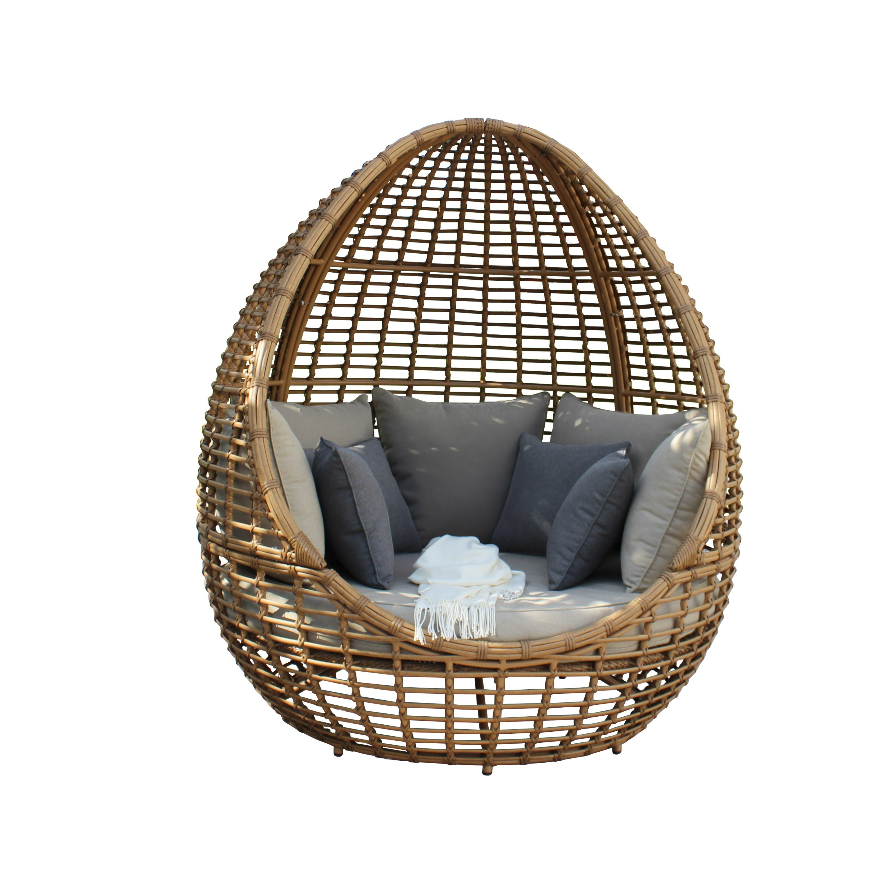 LA Furniture Cocoon Mini Outdoor Beige + Wicker Lounge Bed VGAT-RABD-152-MINI Contemporary Style by Vig Furnitrue Number 82083 Catch Home Goods