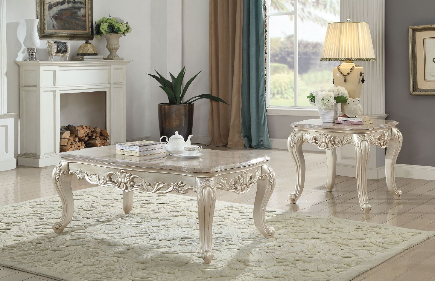 Acme Gorsedd Coffee Table with Marble Top Model 82440