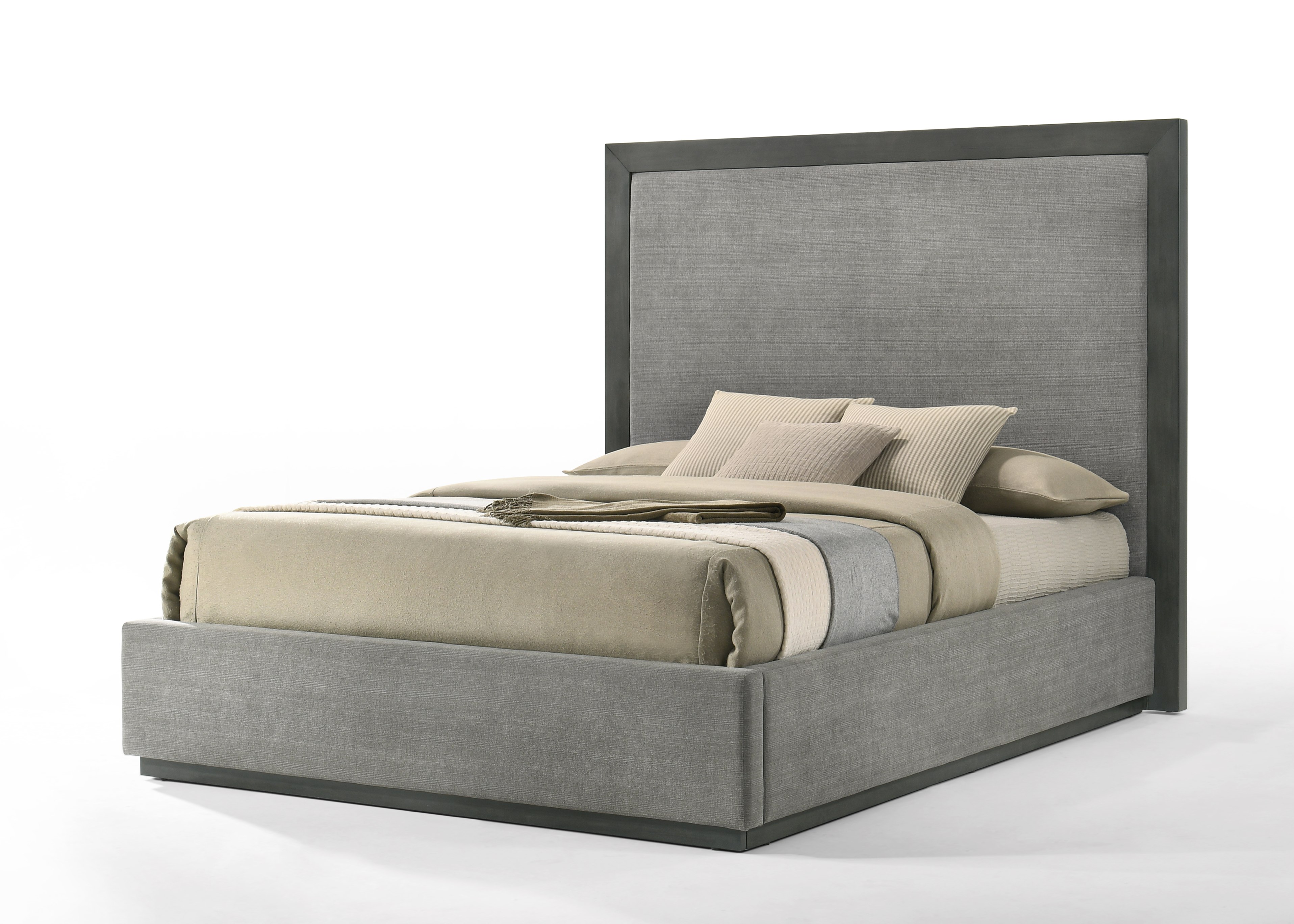 LA Furniture Queen Santa Barbara Modern Grey Fabric + Grey Wash Bed VGMA-BR-152-BED-GRY-Q Contemporary Style by Vig Furnitrue Number 82575 Catch Home Goods