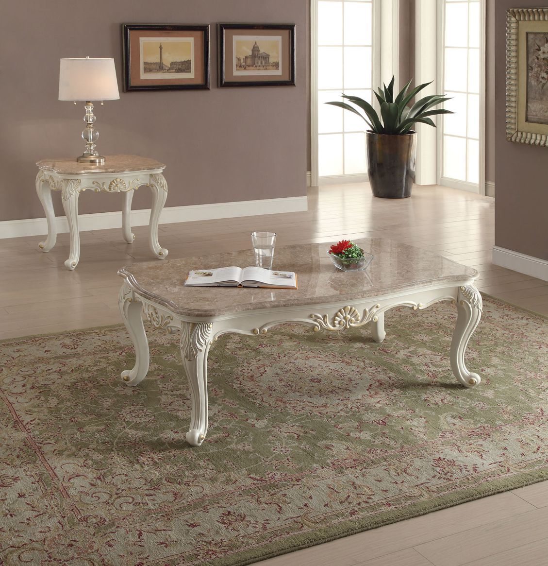 Acme Chantelle Coffee Table with Marble Top Model 83540