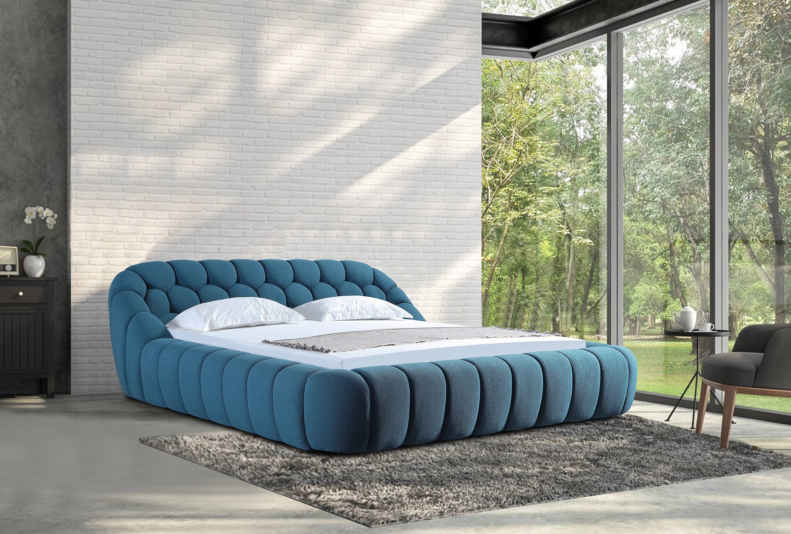 LA Furniture Queen Yolonda Modern Dark Teal Fabric Bed VGEV-A127-BED-C-15-Q Contemporary Style by Vig Furnitrue Number 81886A Catch Home Goods