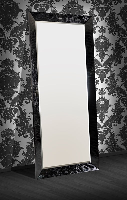 LA Furniture Regal Black Crocodile Floor Mirror VGUNAK421 Contemporary Style by Vig Furnitrue Number 12645 Catch Home Goods