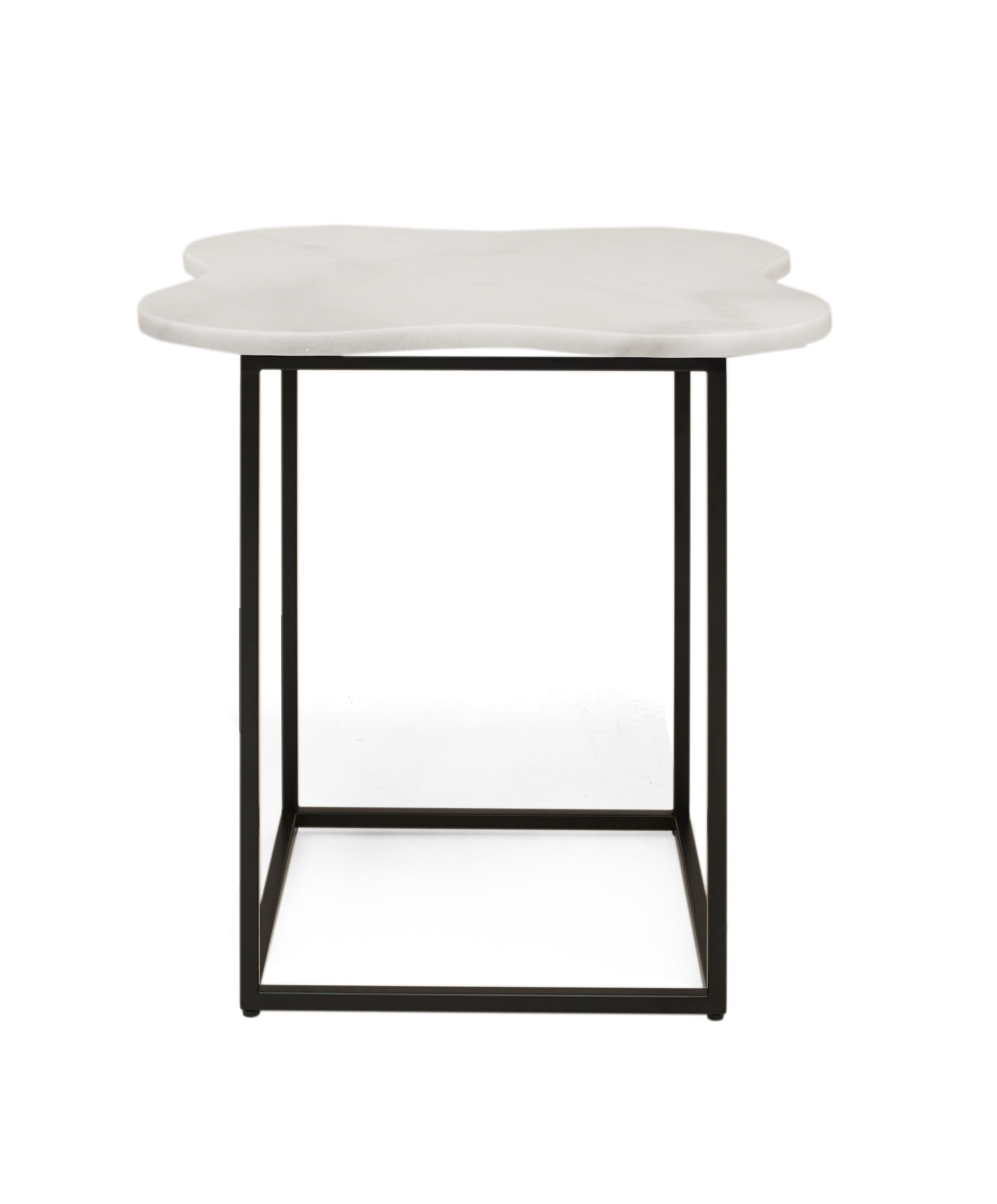 LA Furniture Aleidy White Marble + Black Metal End Table VGGMM-ET-1578-WHT-ET Contemporary Style by Vig Furnitrue Number 79099 Catch Home Goods