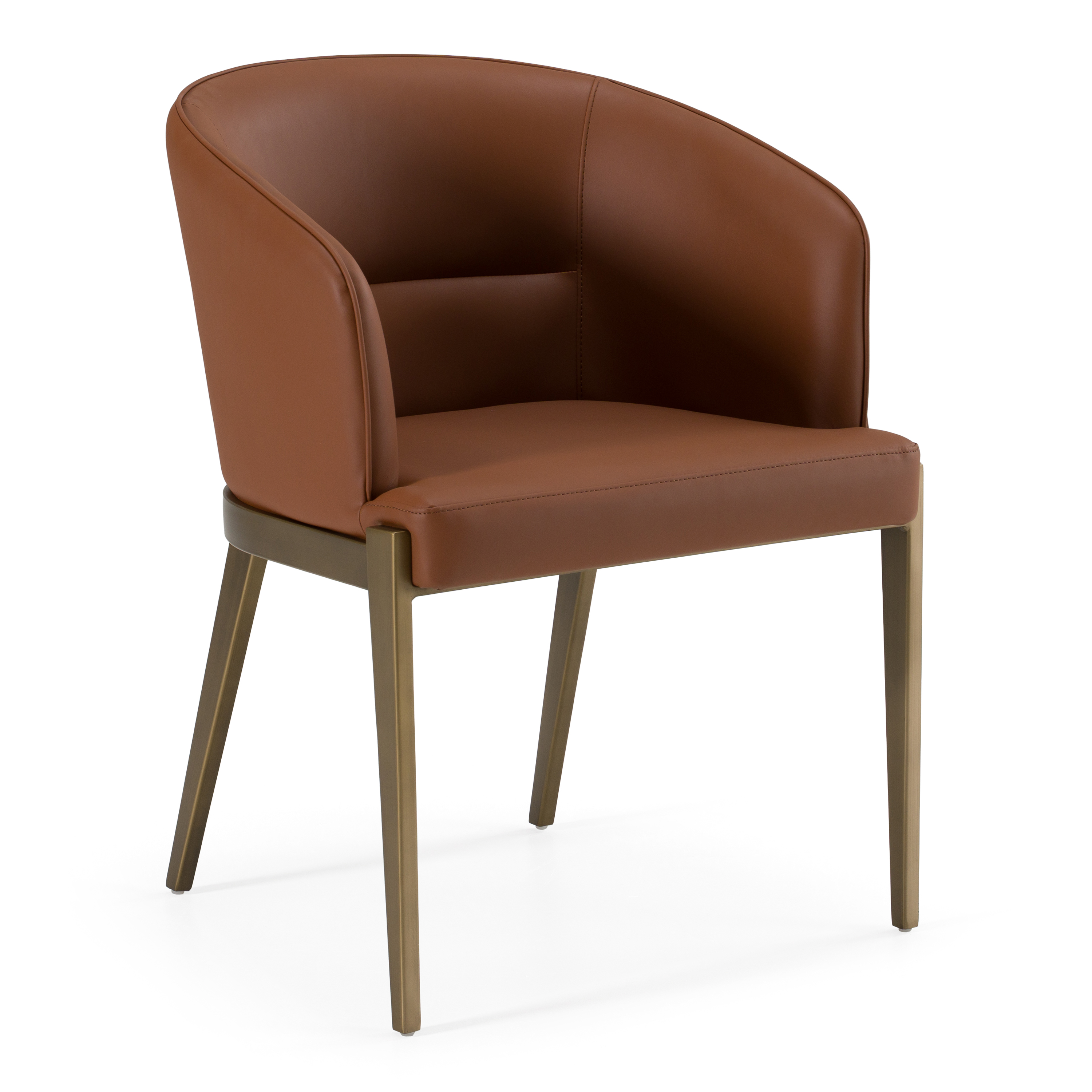 LA Furniture Aragon Modern Brown Vegan Leather + Brass Dining Chair VGGA-6206CH-1-BRN Contemporary Style by Vig Furnitrue Number 82742 Catch Home Goods