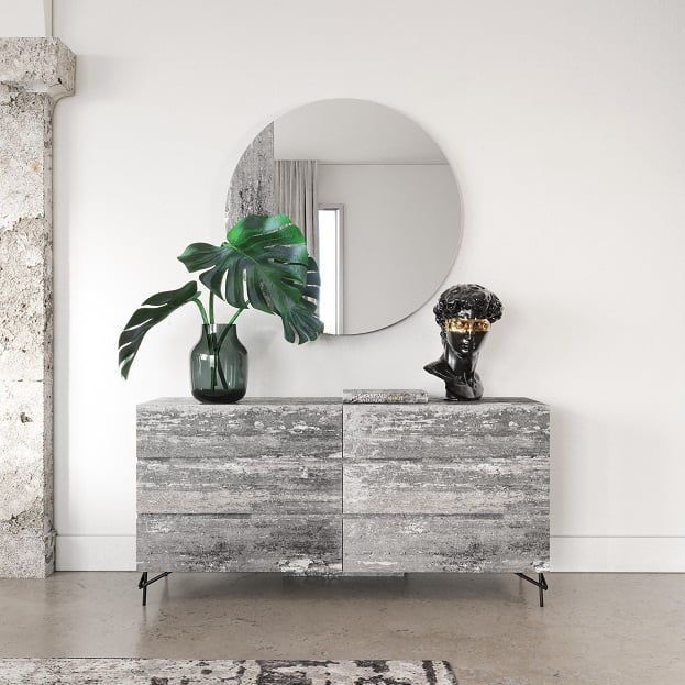 LA Furniture Aria Italian Modern Multi Grey with texture Round Mirror VGAC-ARIA-M Contemporary Style by Vig Furnitrue Number 79614 Catch Home Goods