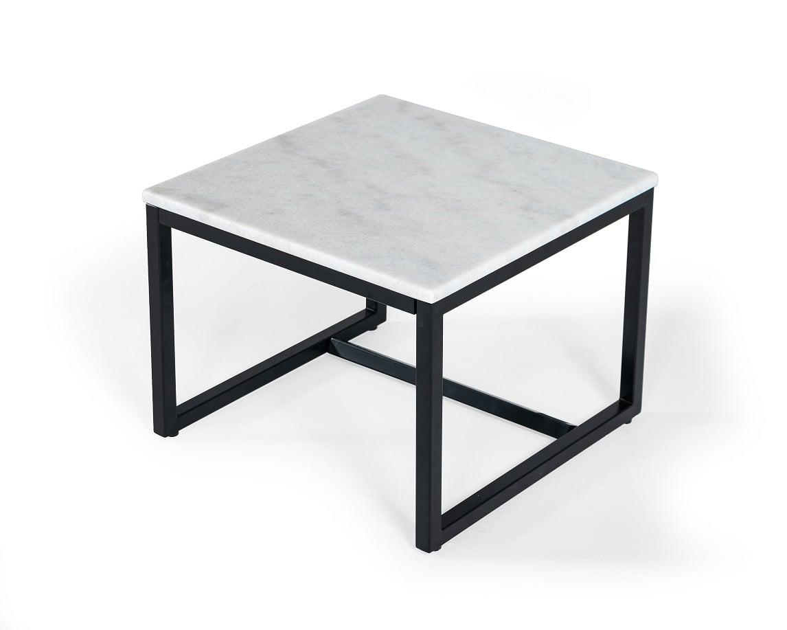 LA Furniture Baca White Marble + Black Metal End Table VGGMM-ET-1580-WHT-ET Contemporary Style by Vig Furnitrue Number 79101 Catch Home Goods