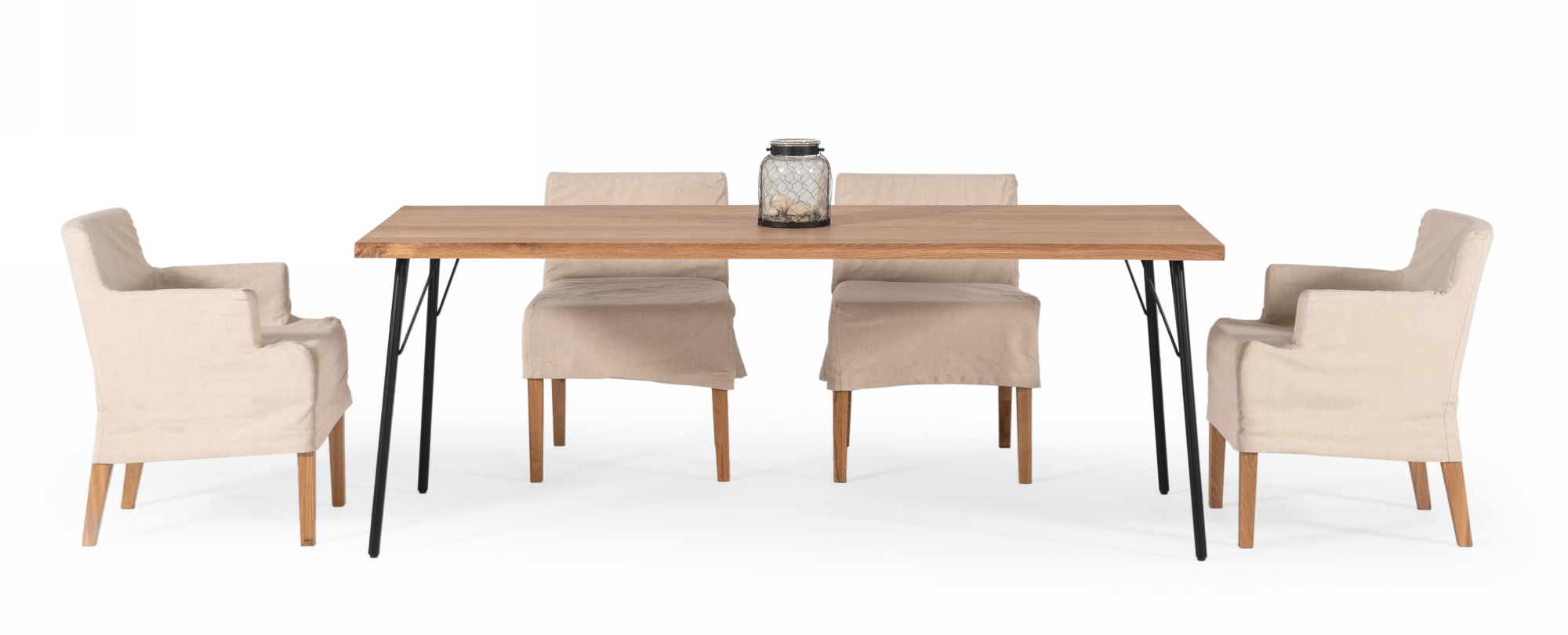 LA Furniture Barnum Industrial Oak and Black Iron Live Edge Dining Table VGAFSH17-CT7 Contemporary Style by Vig Furnitrue Number 76705A Catch Home Goods