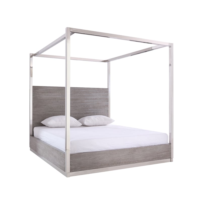 LA Furniture Eastern King Arlene Modern Grey Elm & Stainless Steel Canopy Bed VGVCBD008A-EK Contemporary Style by Vig Furnitrue Number 73952A Catch Home Goods