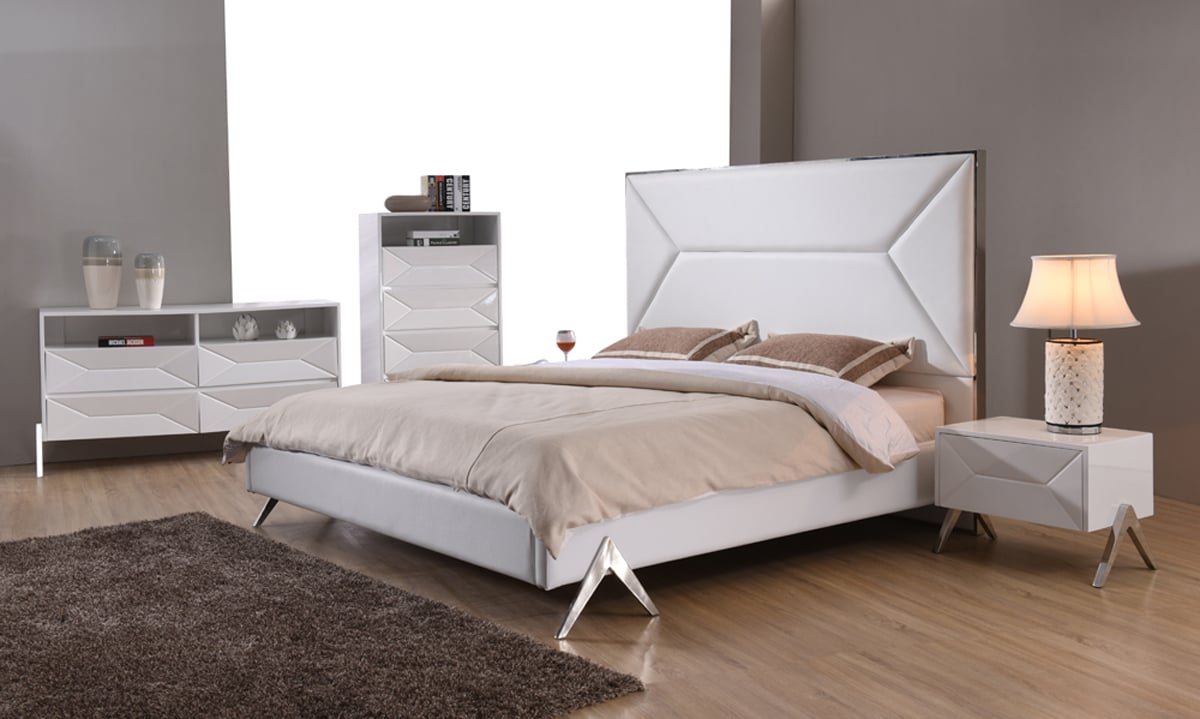 LA Furniture Eastern King Candid Modern White Bedroom Set VGVCBD1109-SET-EK Contemporary Style by Vig Furnitrue Number 73314 Catch Home Goods