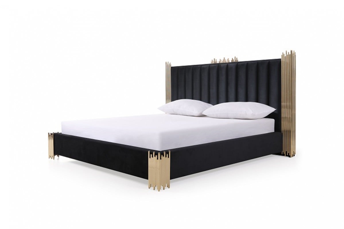 LA Furniture Eastern King Token Modern Black & Gold Bed VGVCBD815-BED-EK Contemporary Style by Vig Furnitrue Number 74246A Catch Home Goods
