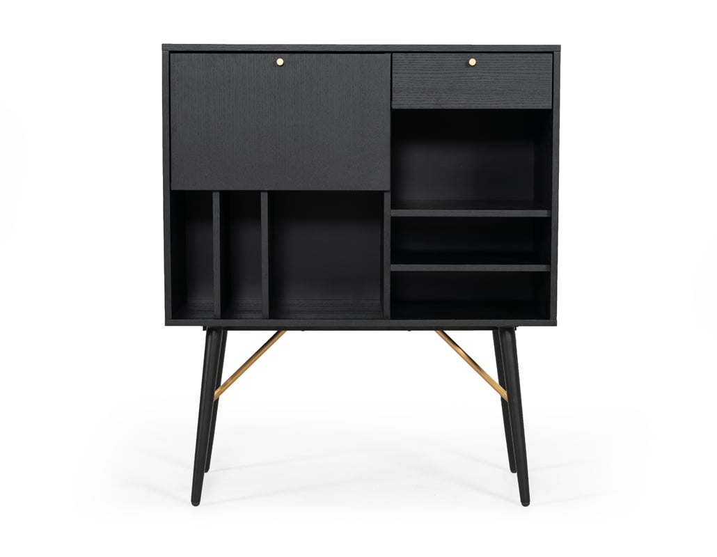 LA Furniture Billy Modern Black Oak & Gold Tall Buffet VGDWJ9584-1 Contemporary Style by Vig Furnitrue Number 74855 Catch Home Goods