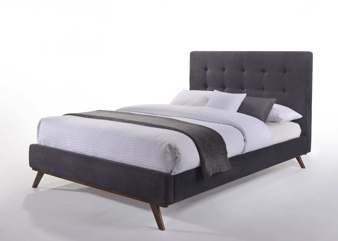 LA Furniture Eastern King Addison Mid-Century Modern Grey Fabric & Walnut Bed VGMABR-38-BED-EK Contemporary Style by Vig Furnitrue Number 78263 Catch Home Goods