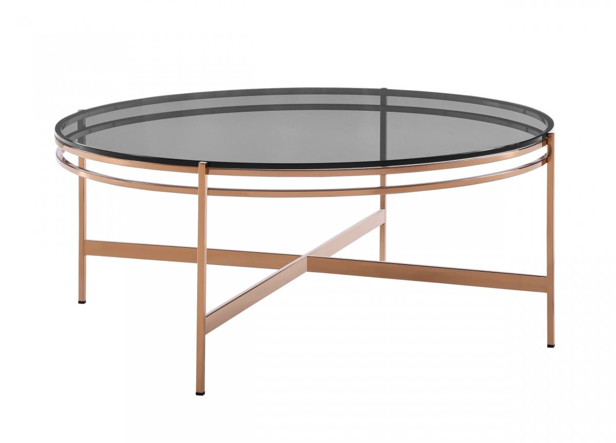 LA Furniture Bradford Modern Smoked Glass & Rosegold Coffee Table VGEWCT1011-3AA-CT Contemporary Style by Vig Furnitrue Number 78417 Catch Home Goods